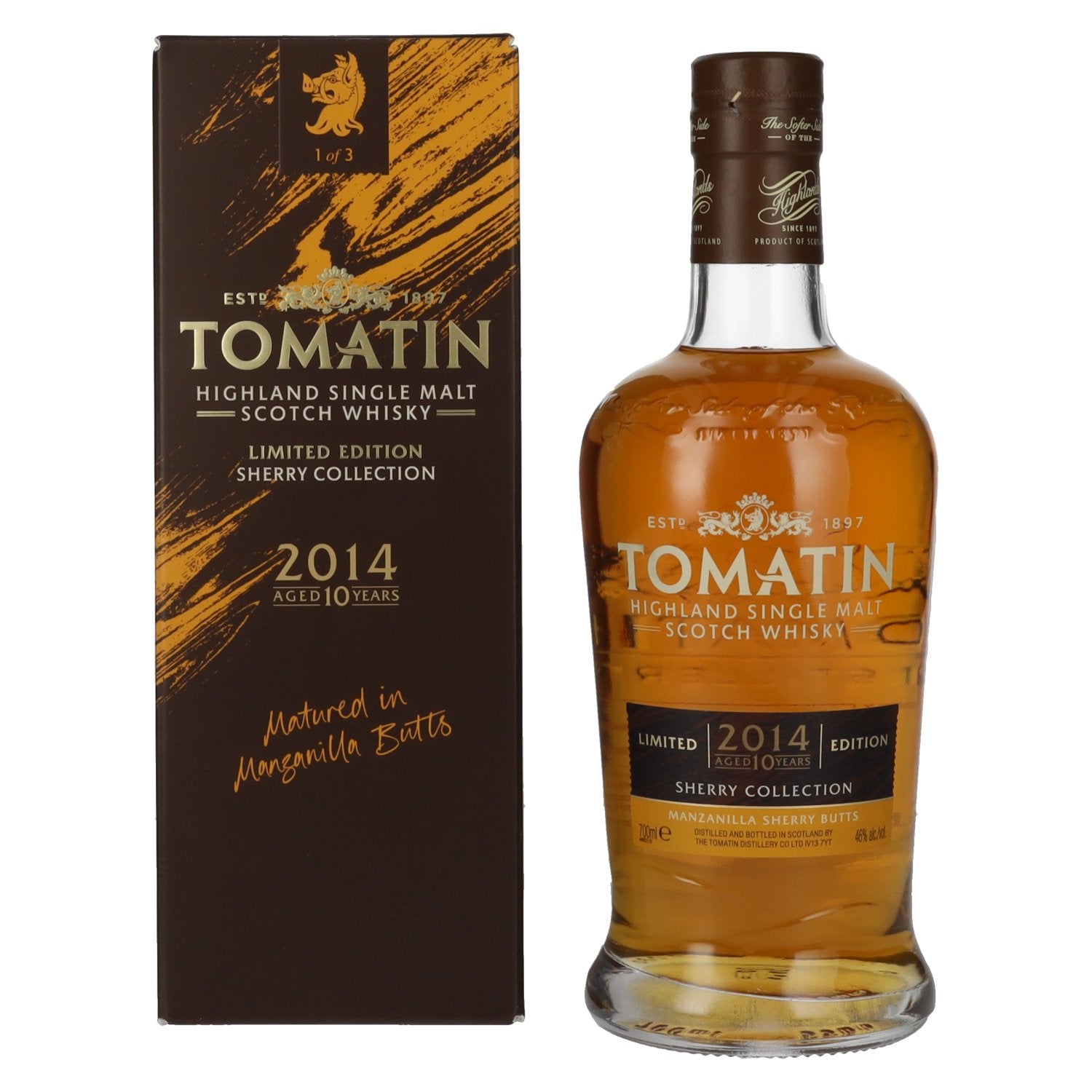 Tomatin 10 Years Old SHERRY COLLECTION Manzanilla Sherry Butts Limited Edition 2014 46% Vol. 0,7l en coffret cadeau
