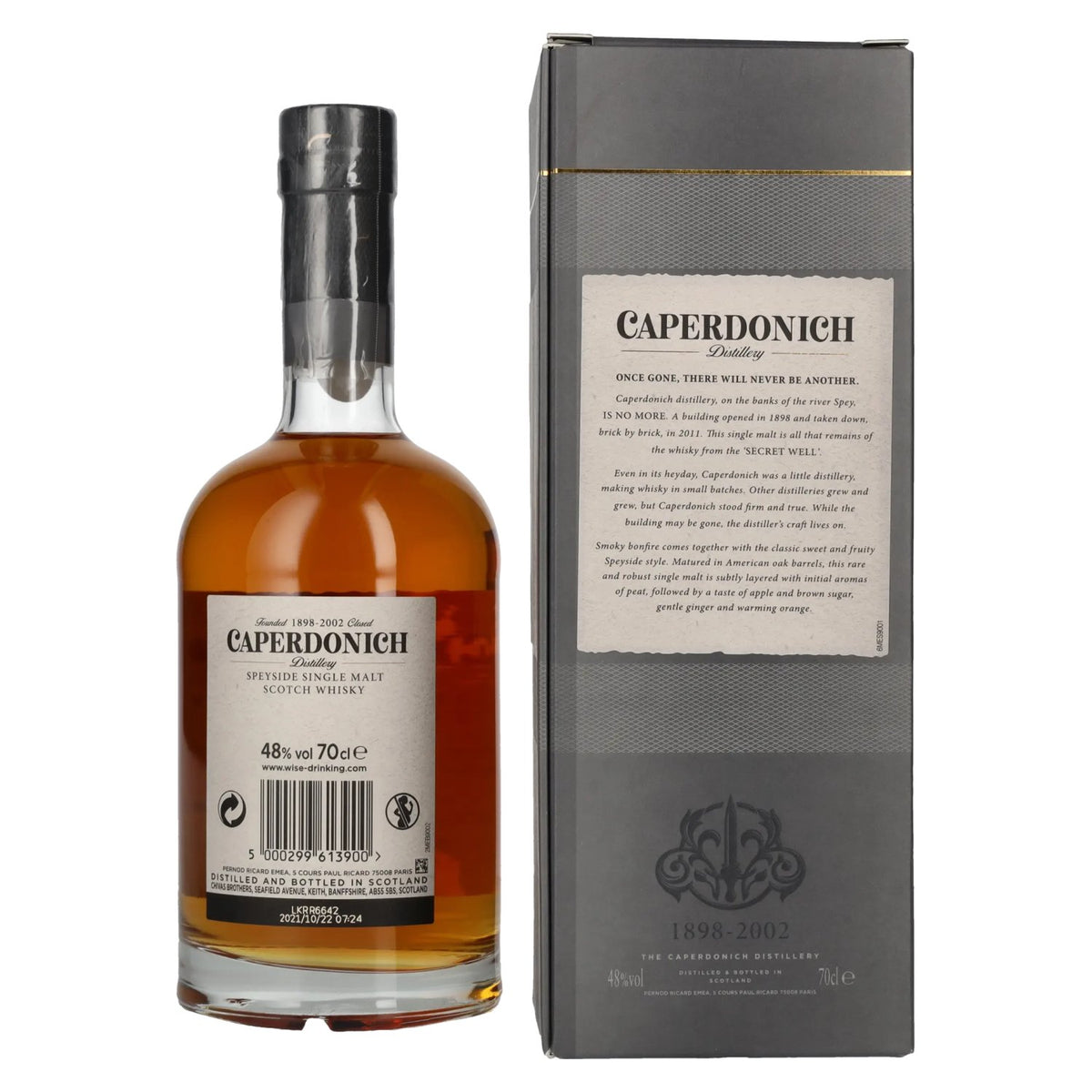 Caperdonich 18 Years Old PEATED Speyside Single Malt Scotch Whisky # 005 48% Vol. 0,7l en coffret cadeau
