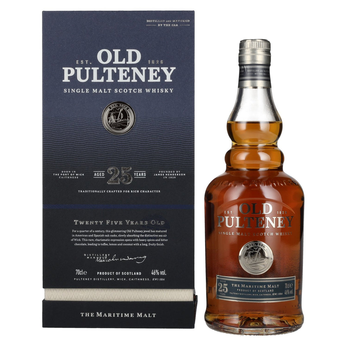 Old Pulteney 25 Years Old Single Malt Scotch Whisky 46% Vol. 0,7l in gift box