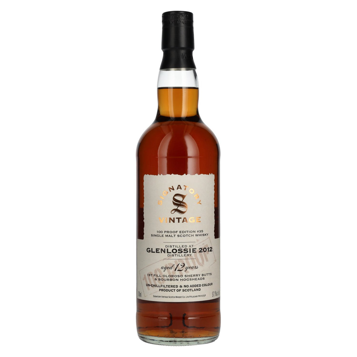 Signatory Vintage 100 Proof Edition GLENLOSSIE 12 Years Old Single Malt #35 2012 57,1% Vol. 0,7l