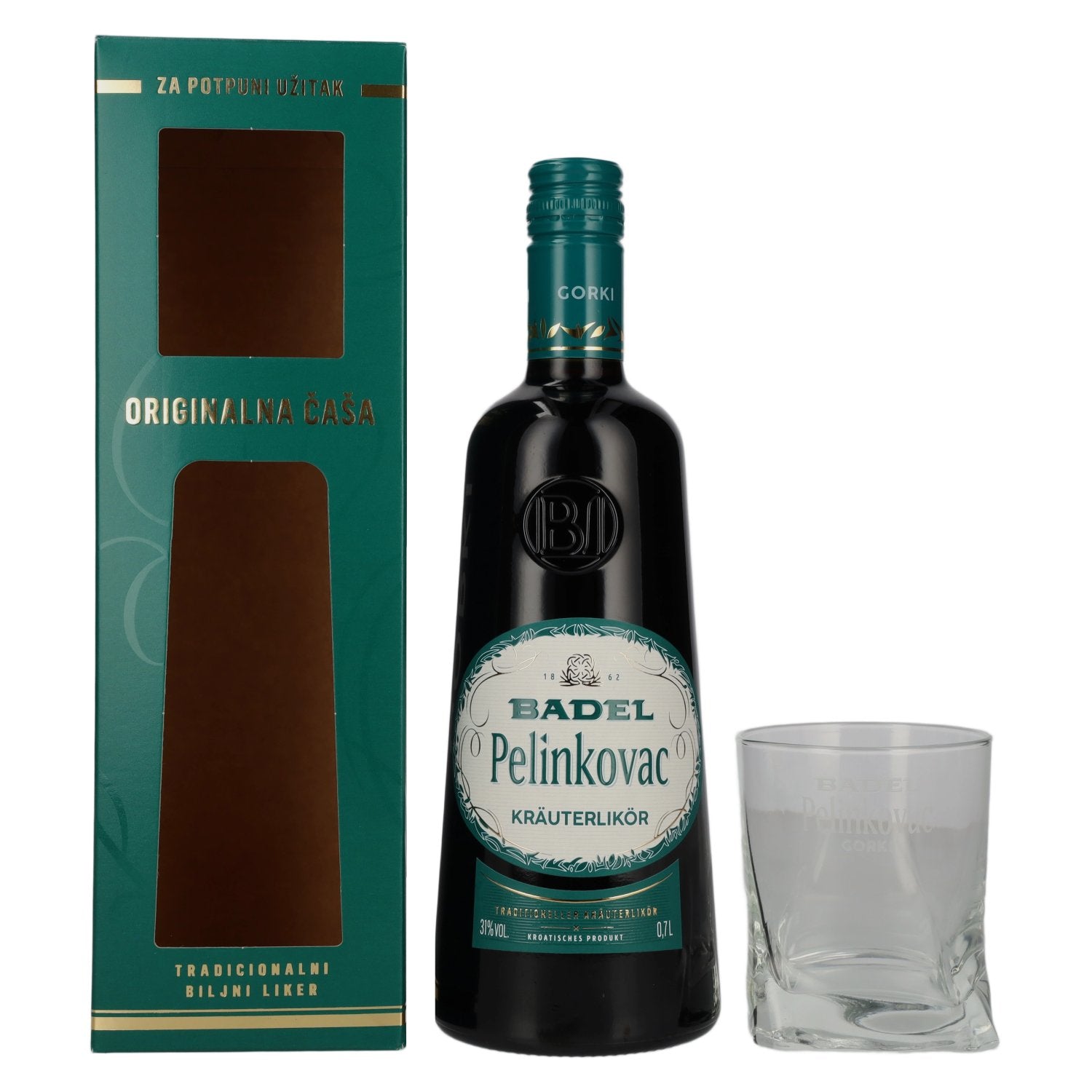 Badel Pelinkovac GORKI 31% Vol. 0,7l in gift box with glass