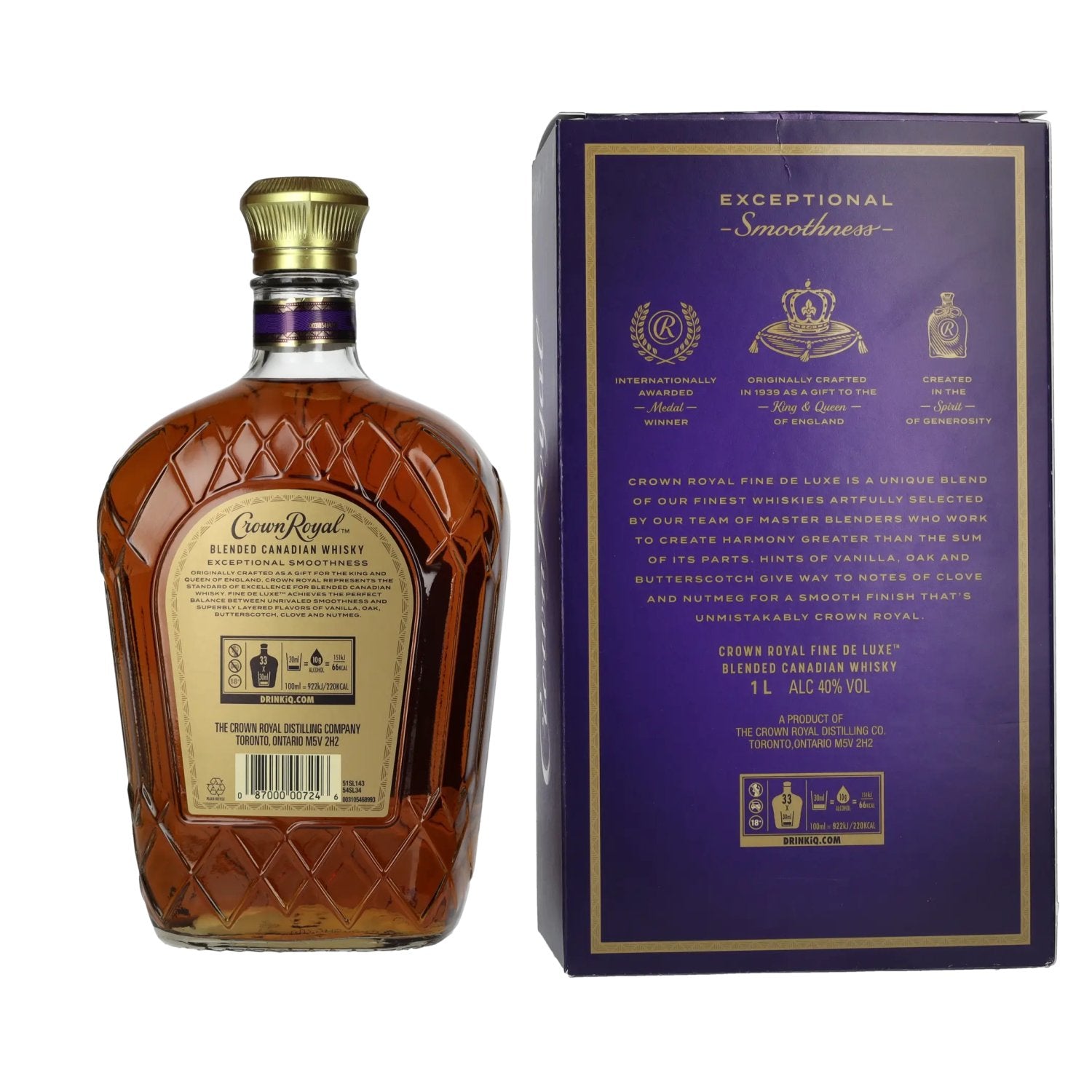 Crown Royal Fine De Luxe Blended Canadian Whisky 40% Vol. 1l en boîte cadeau