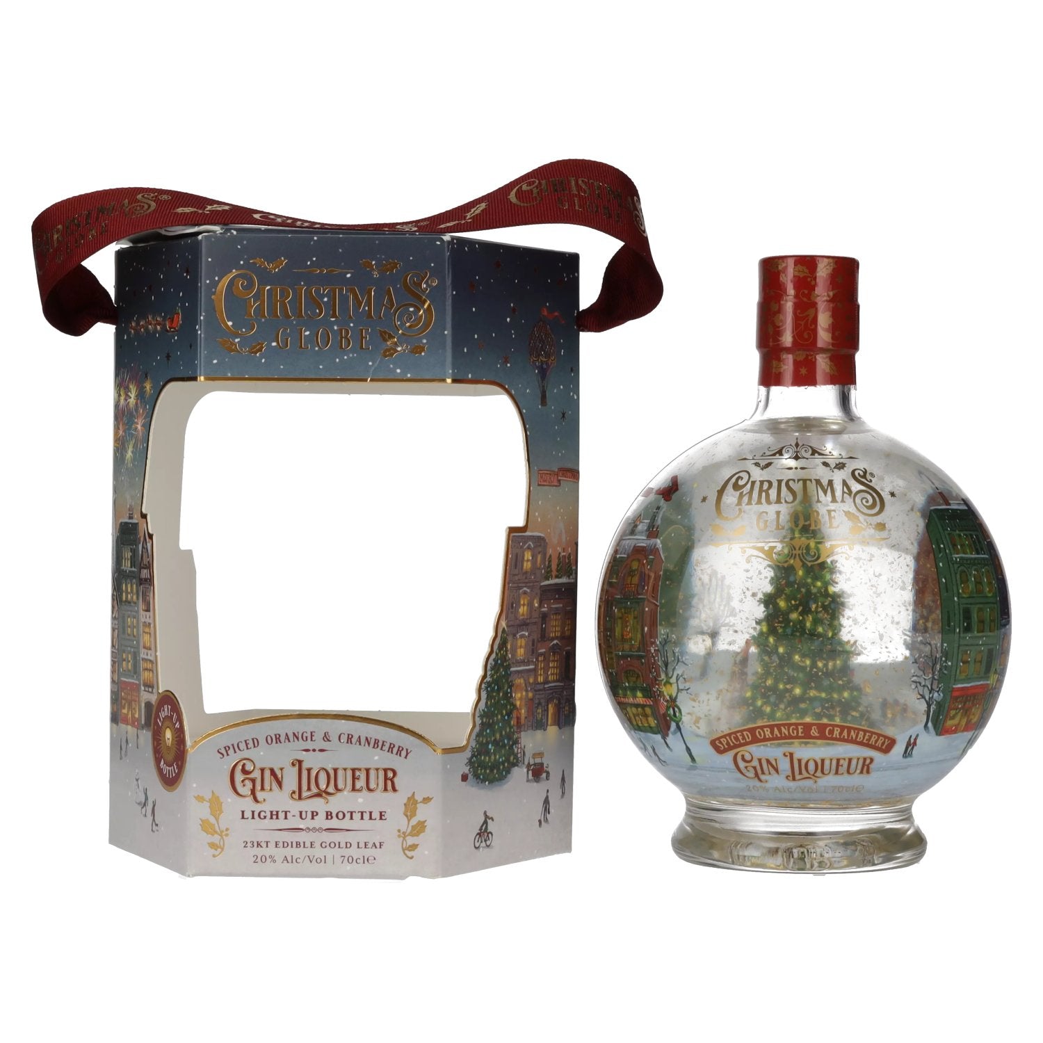 Christmas Globe Spiced Orange & Cranberry Gin Liqueur Light-Up 20% Vol. 0,7l in Geschenkbox