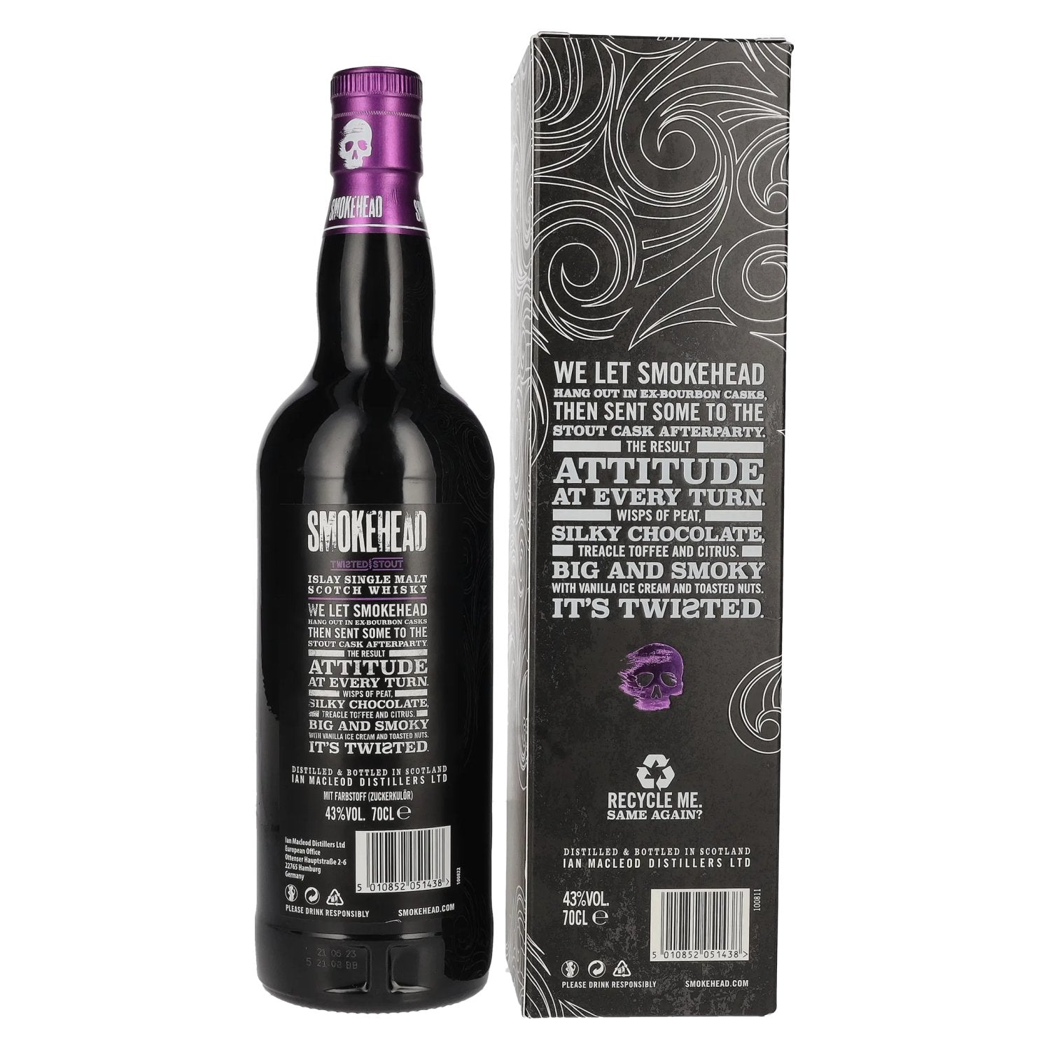 Smokehead TWISTED STOUT Islay Single Malt 43% Vol. 0,7l en boîte cadeau