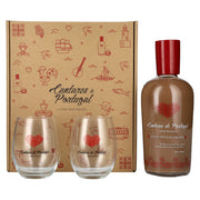 Cantares de Portugal Licor de Chocolate com Ginia 15% Vol. 0,7l in Geschenkbox mit 2 Gläsern
