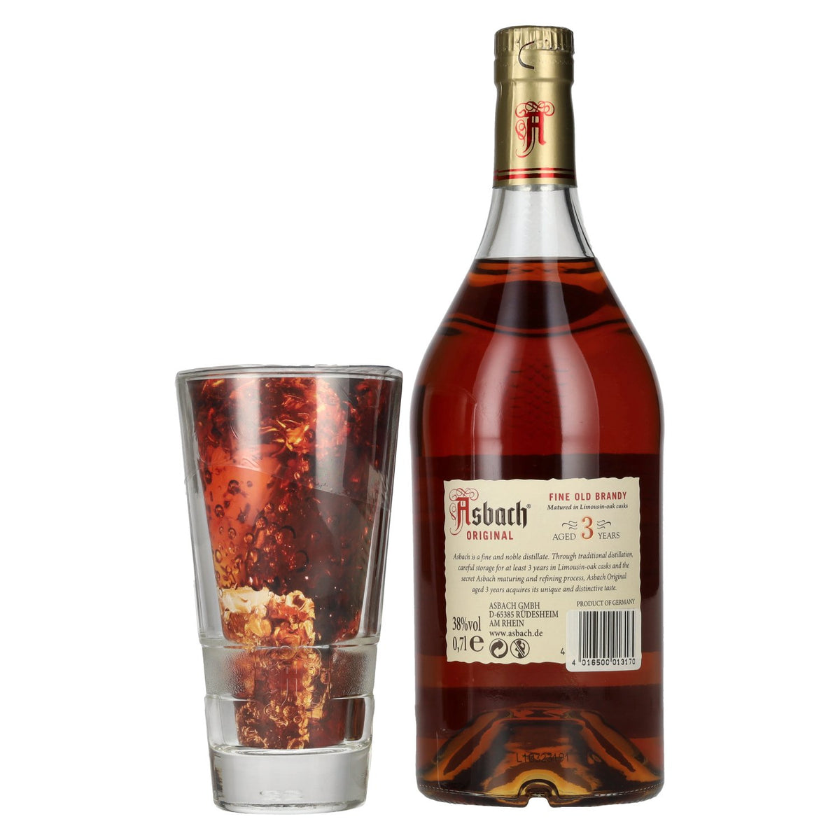 Asbach Original 3 Jahre 38% Vol. 0,7l mit Glas