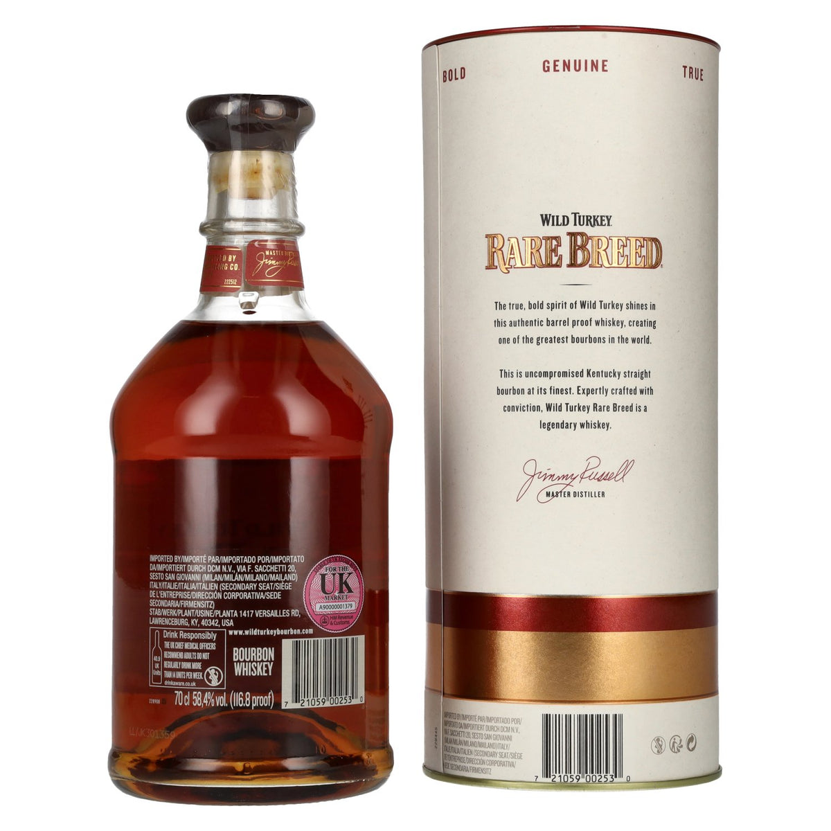 Wild Turkey RARE BREED Kentucky Straight Bourbon Whiskey Barrel Proof 58,4 % vol., 0,7 l, dans un coffret cadeau