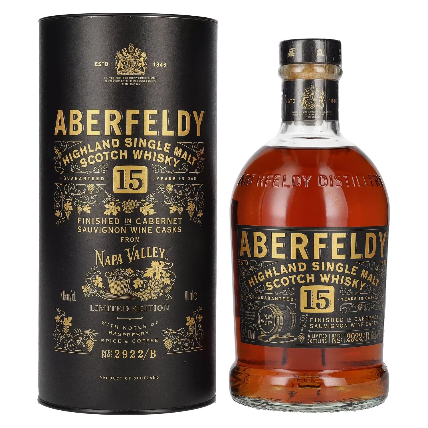 Aberfeldy 15 Years Old Red Wine Casks NAPA VALLEY 43% vol. 0,7l en boîte cadeau