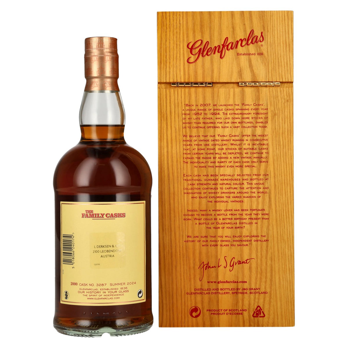 Glenfarclas THE FAMILY CASKS Single Cask SUMMER 2024 Sherry Butt #3287 2000 51,8% Vol. 0,7l in wooden box