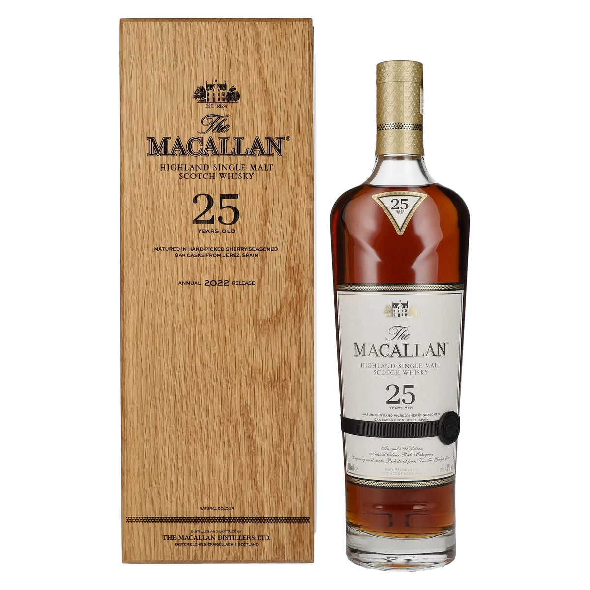 The Macallan 25 ans d'âge SHERRY OAK 2022 43 % vol. 0,7 l dans un coffret en bois