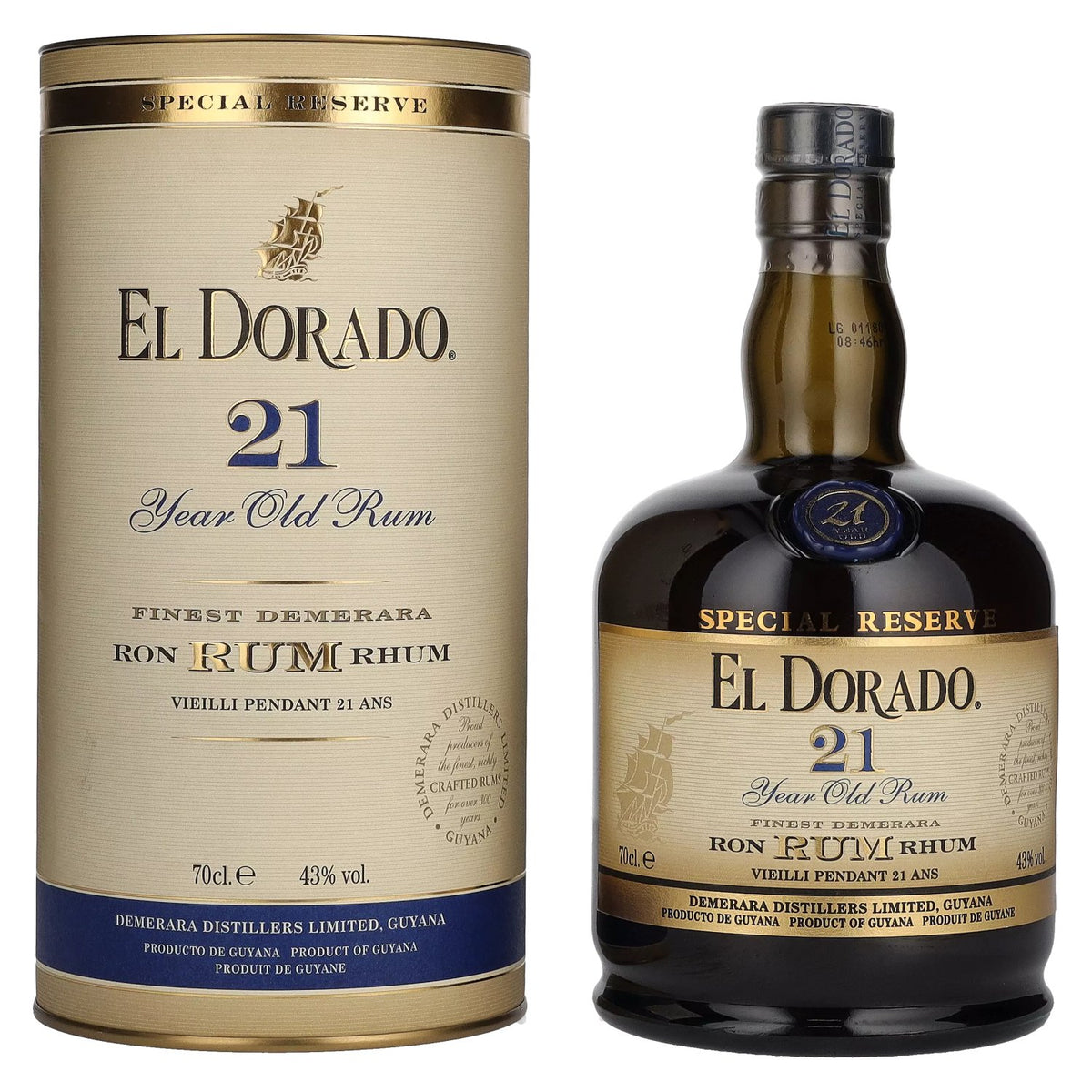 El Dorado 21 Years Old Finest Demerara Rum SPECIAL RESERVE 43% Vol. 0,7l in gift box