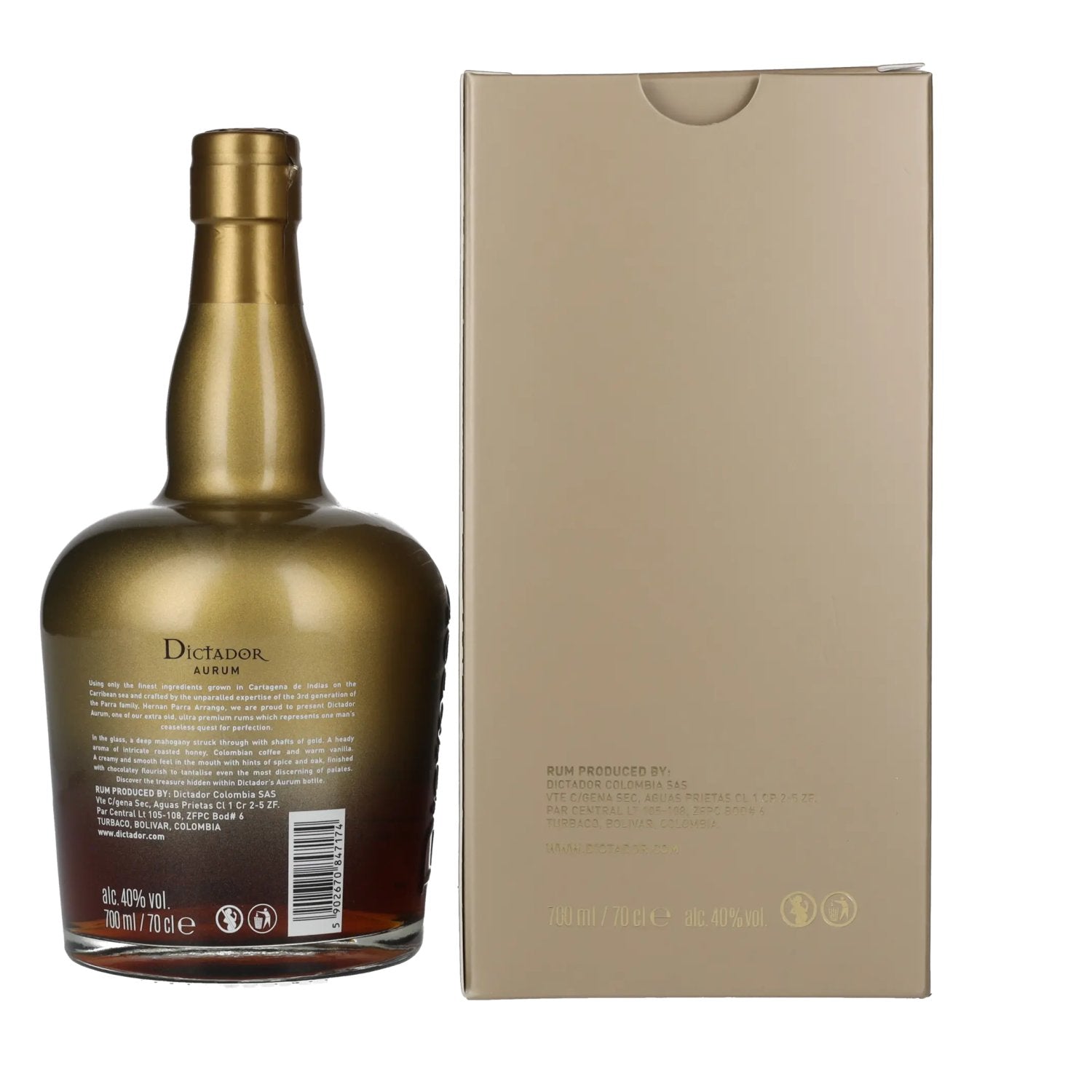 Dictador AURUM Colombian Aged Rum 40% vol. 0,7l en boîte cadeau