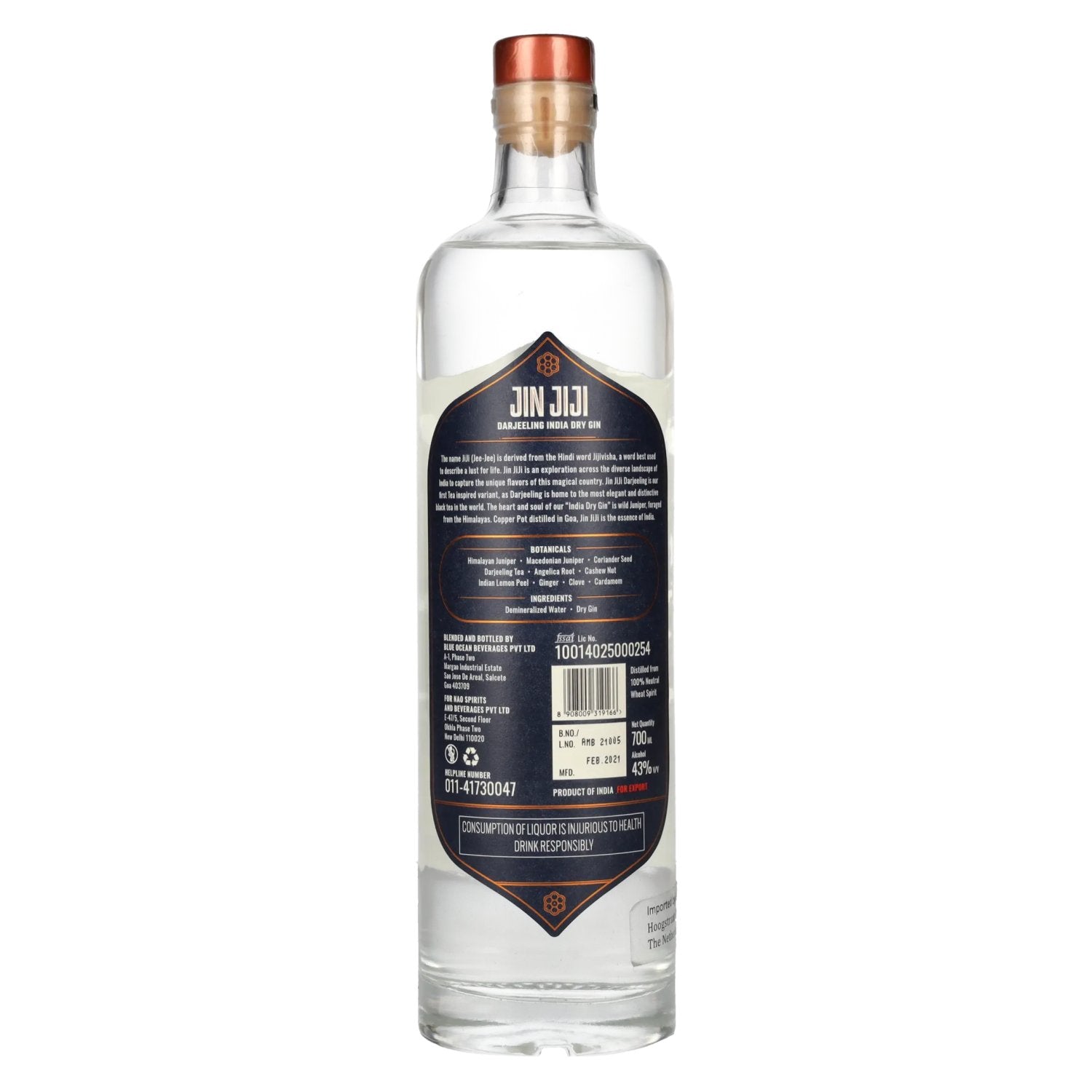 Jin Jiji Darjeeling India Dry Gin 43% vol. 0,7l