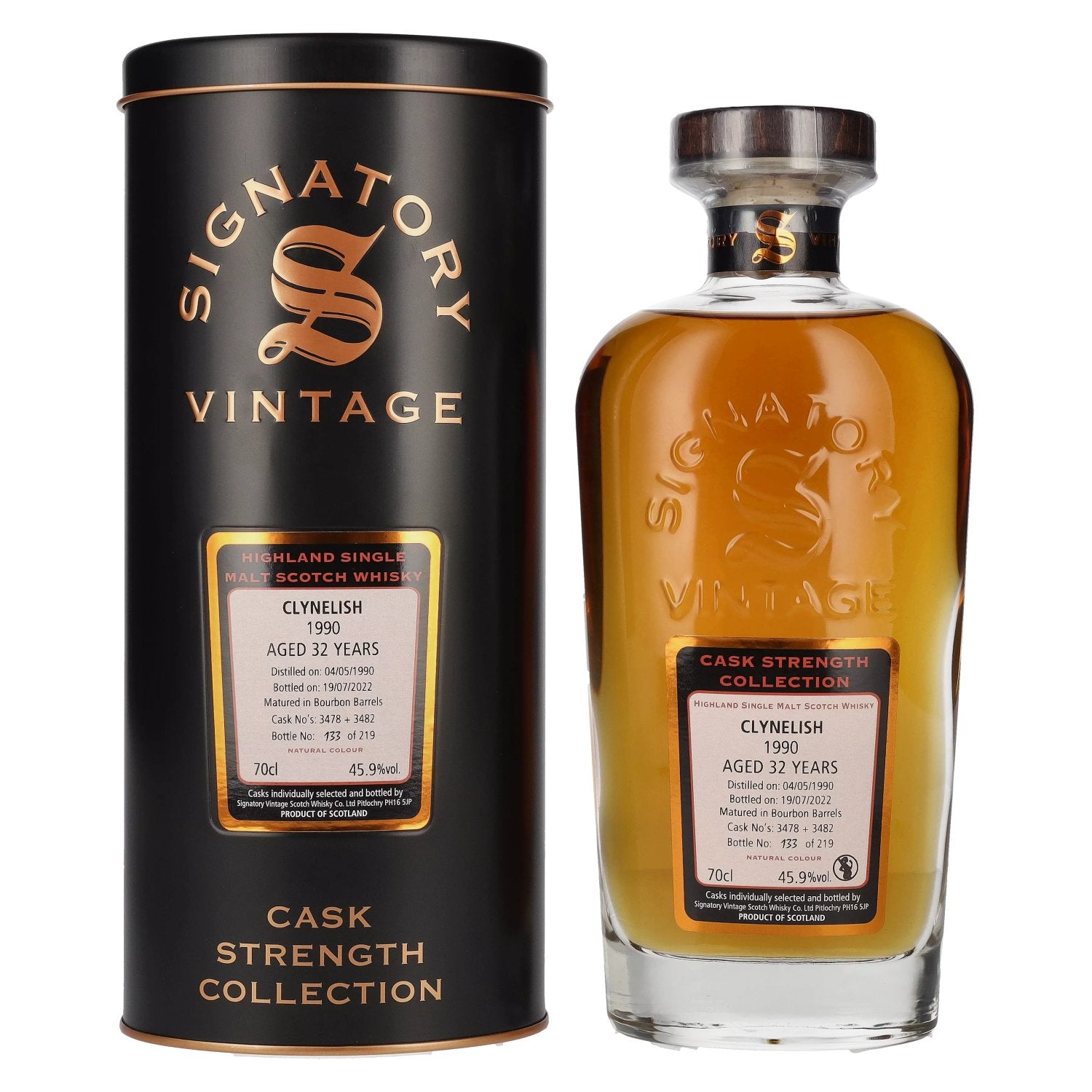 Signatory Vintage CLYNELISH 32 Years Old Cask Strength 1990 45,9% Vol. 0,7l en Tinbox