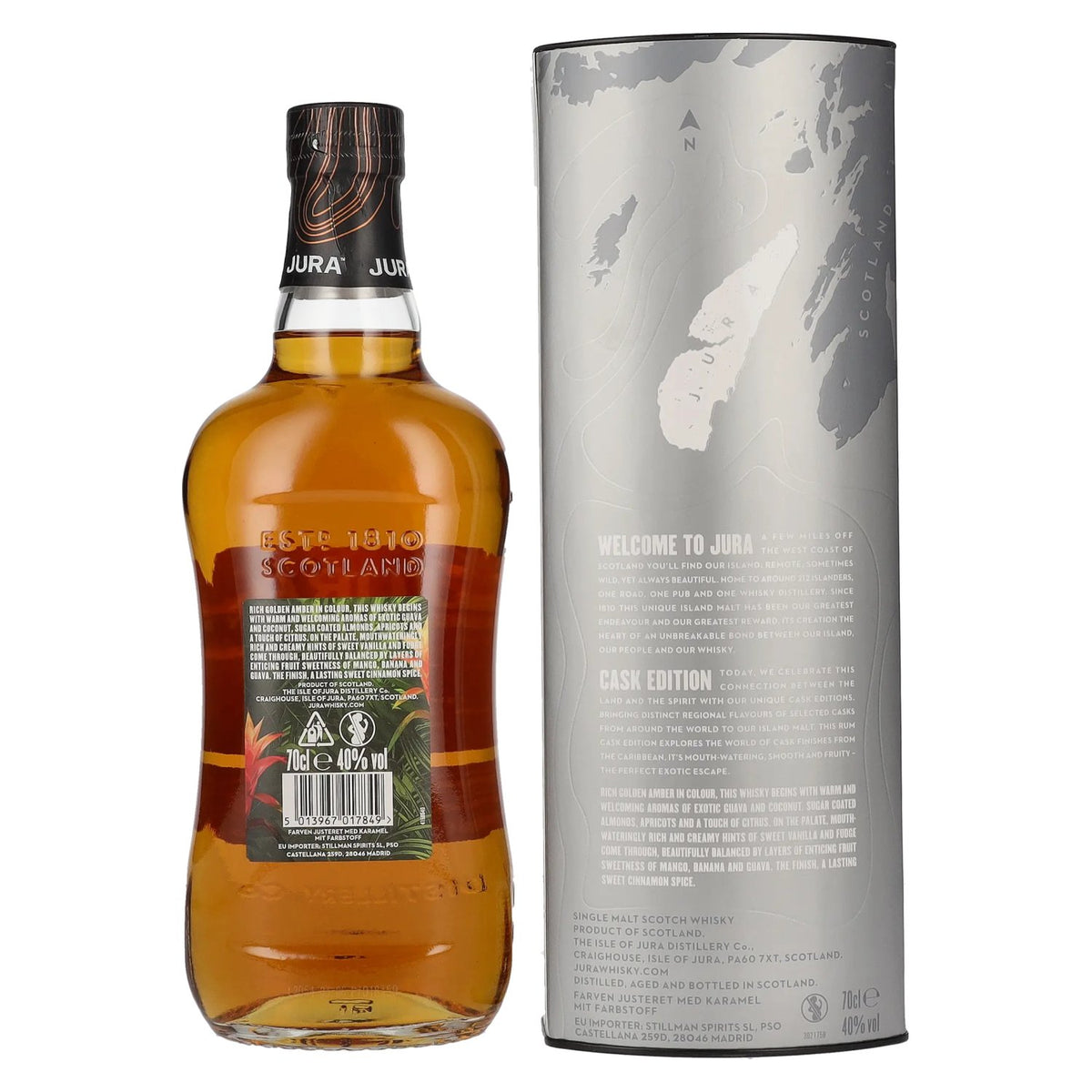 Jura Single Malt Scotch Whisky RUM CASK FINISH 40% vol. 0,7l en boîte cadeau
