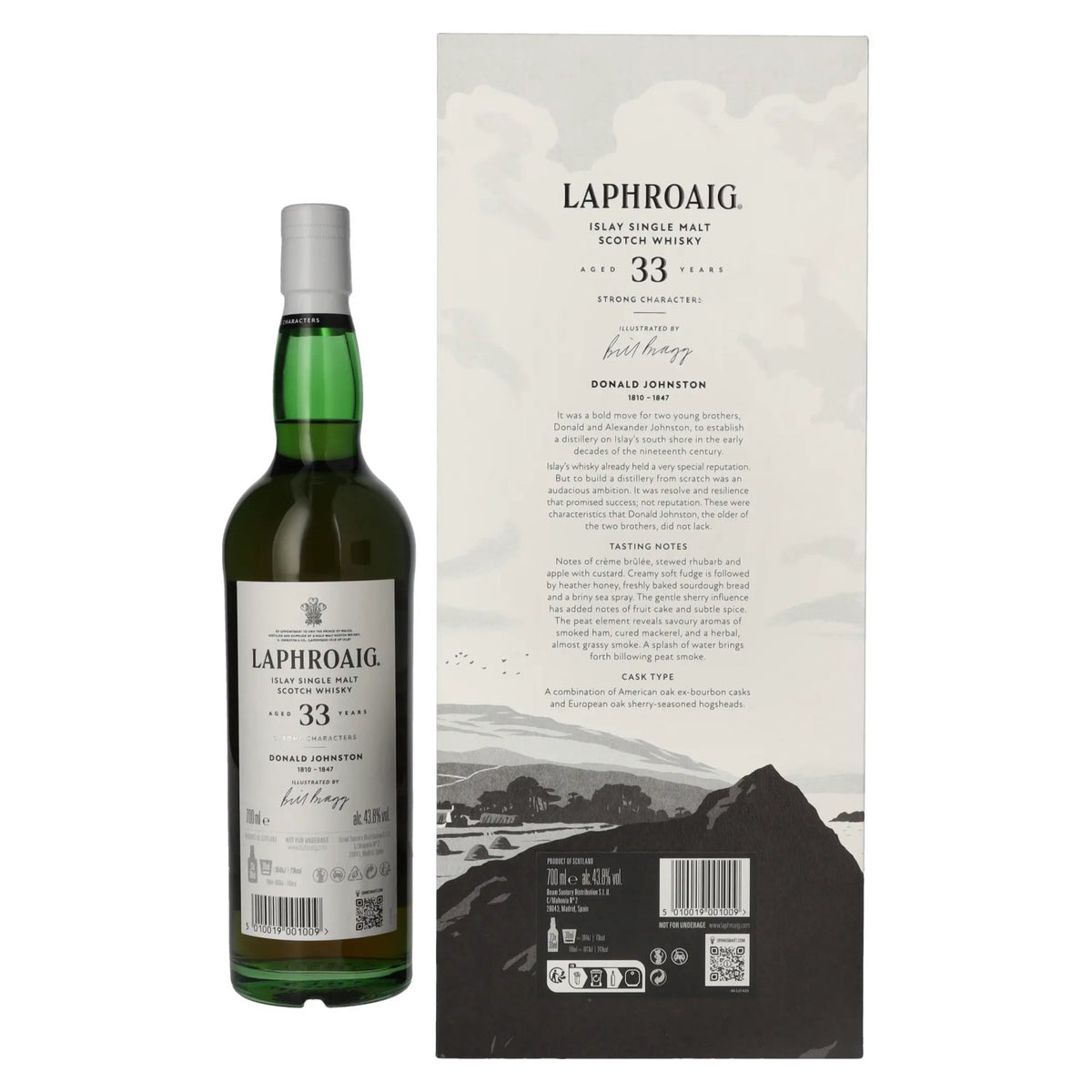 Laphroaig 33 Years Old Strong Characters DONALD JOHNSTON Islay Single Malt 43,8% Vol. 0,7l in gift box