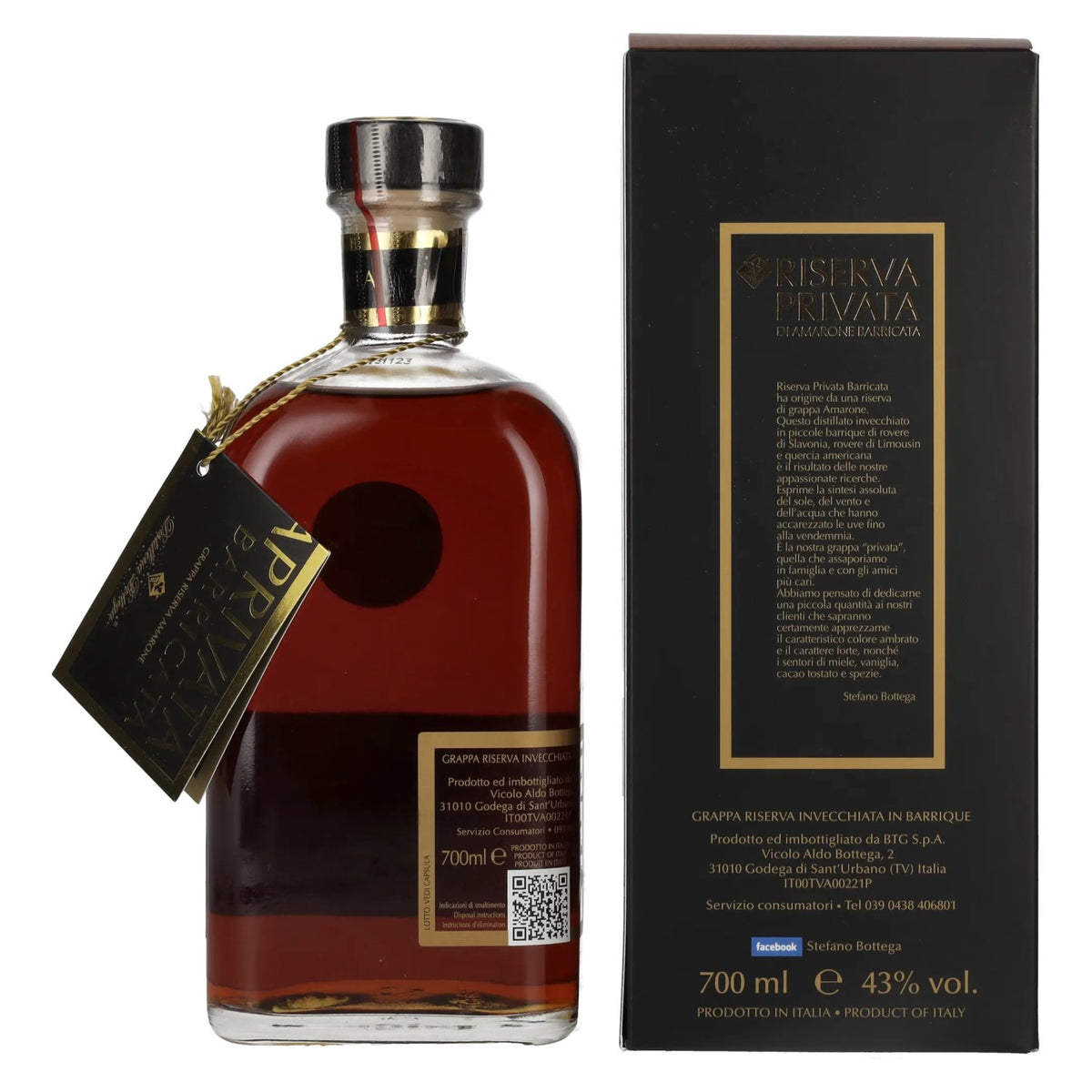 Bottega Grappa Riserva Privata di Amarone Barricata 43% vol. 0.7 l in a gift box