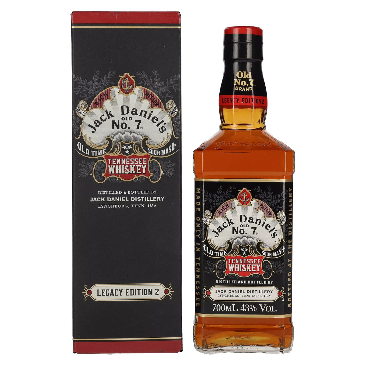 Jack Daniel's Sour Mash Tennessee Whiskey LEGACY EDITION No. 2 - BLACK DESIGN 43% Vol. 0,7l en boîte cadeau