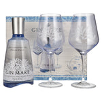 Gin Mare Mediterranean Gin 42,7 % vol., 0,7 l, dans un coffret cadeau avec 2 verres