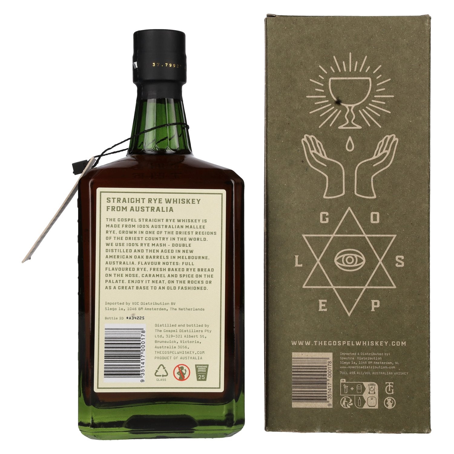The Gospel Straight Rye Whiskey 45% vol. 0,7l en coffret cadeau