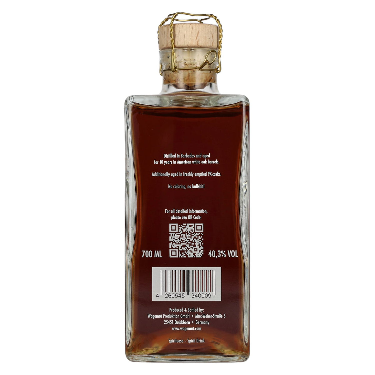 Wagemut by N. Kröger PX-CASK Barbados 40.3% vol. 0.7l