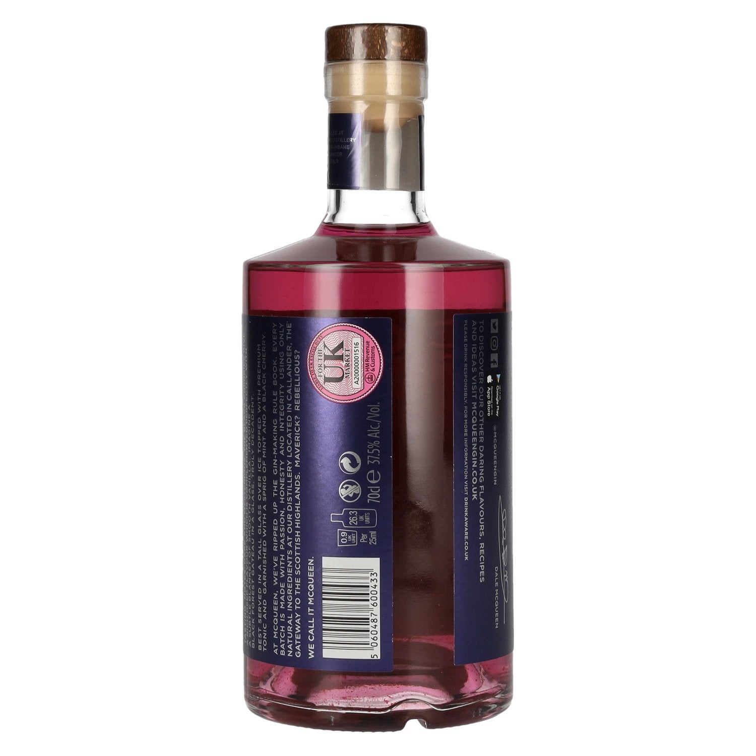 McQueen Black Cherry &amp; Vanilla Scottish Gin 37,5% vol. 0,7l