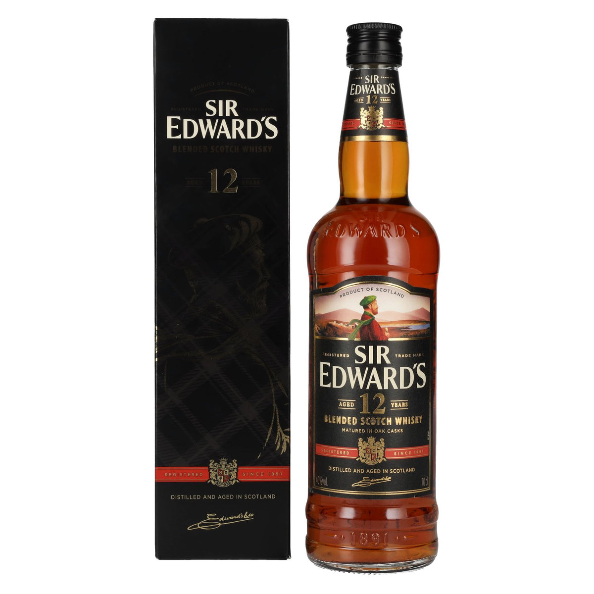 Sir Edward's 12 Years Old Blended Scotch Whisky 40% Vol. 0,7l en boîte cadeau