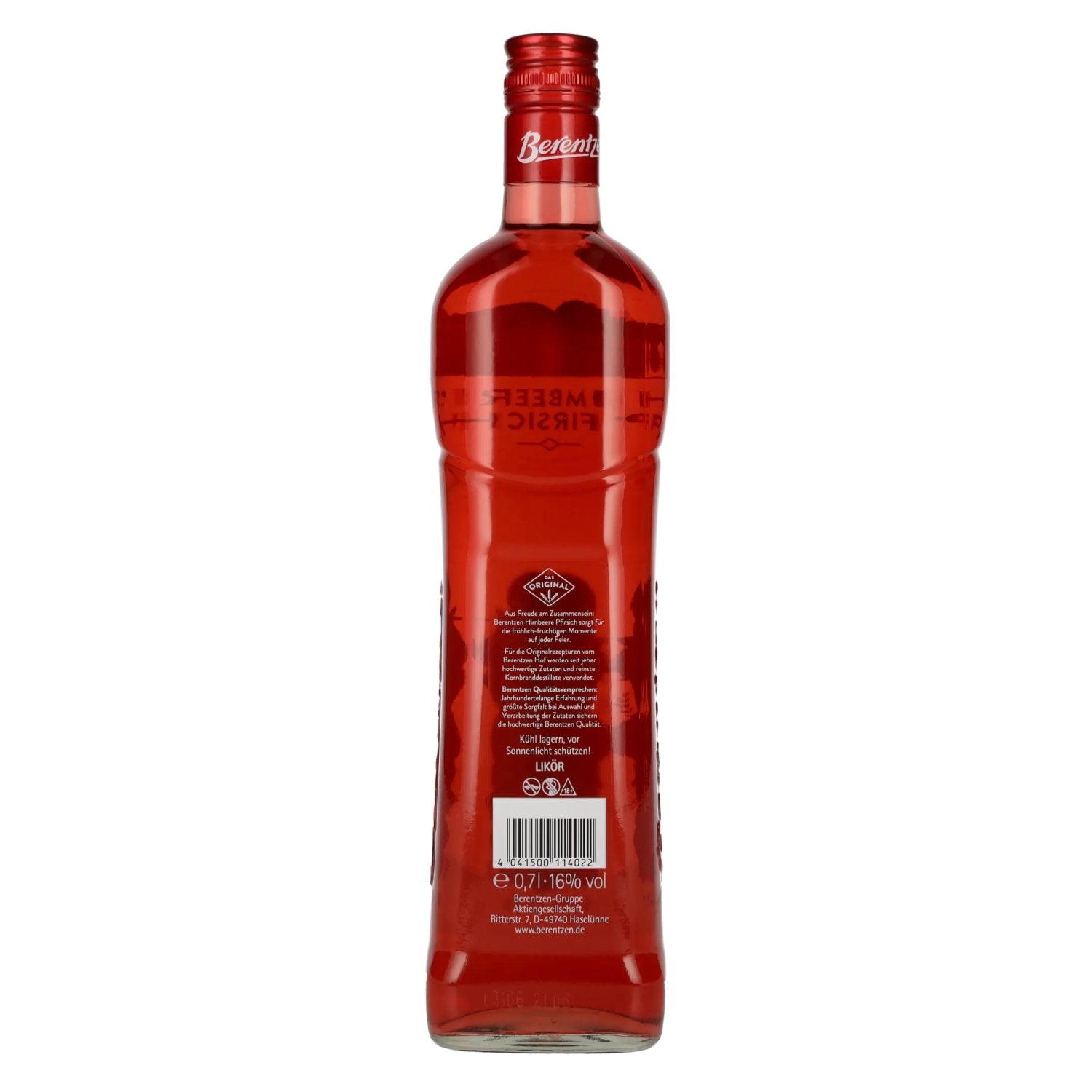 Berentzen Liqueur fruitée de framboise et de pêche 16% vol. 0,7l