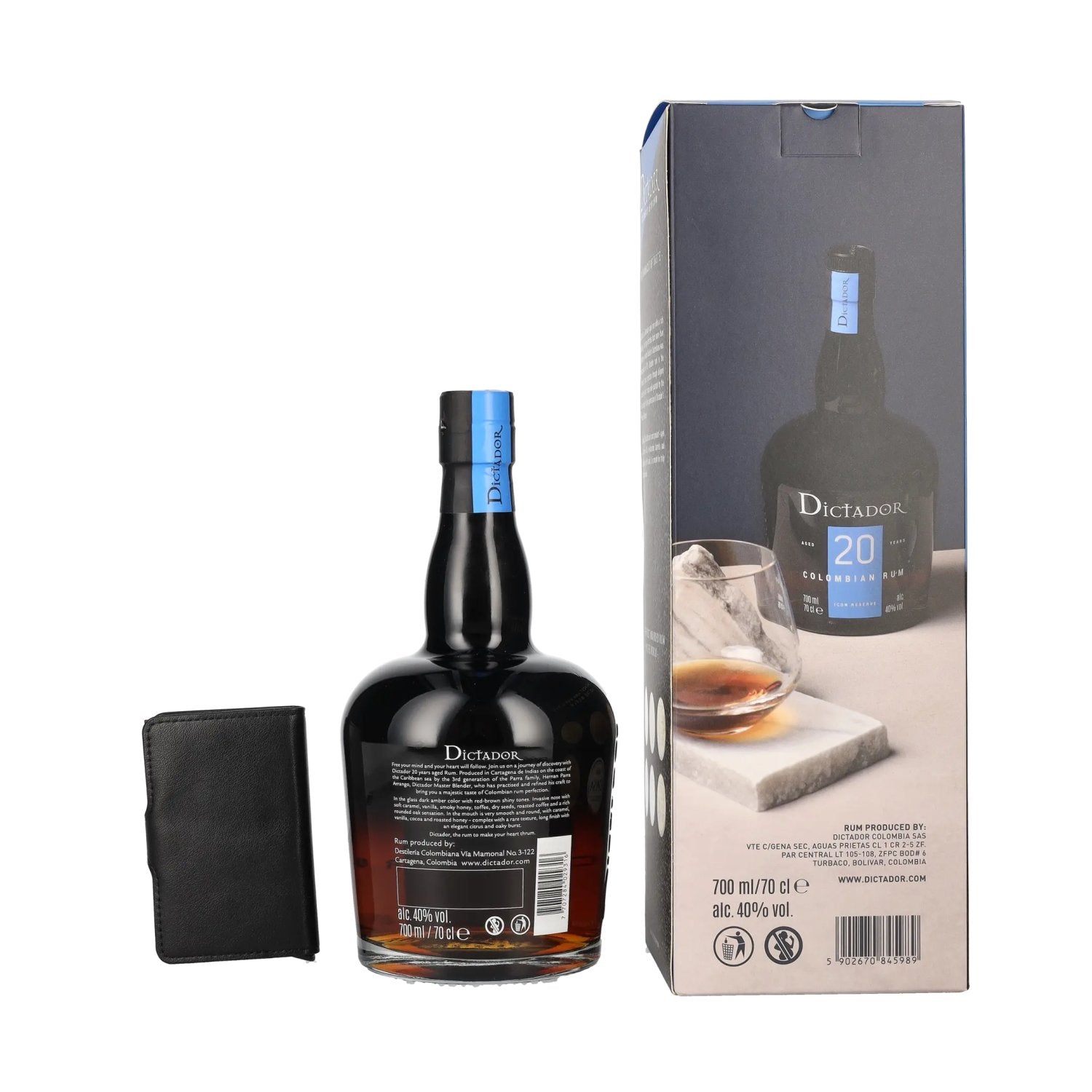 Dictador 20 Years Old ICON RESERVE Rhum colombien 40% vol. 0,7l en boîte cadeau avec porte-monnaie