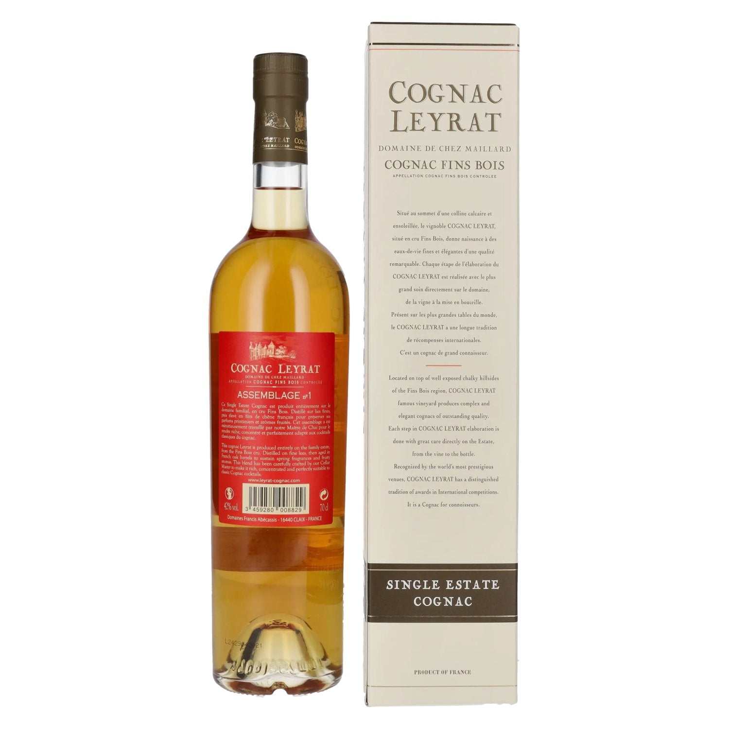 Cognac Leyrat ASSEMBLAGE N° 1 Single Estate Cognac 42% vol. 0.7 l in a gift box