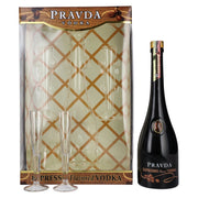 Vodka aromatisée Pravda ESPRESSO, 37,5 % vol., 0,7 l, dans un coffret cadeau avec 2 verres