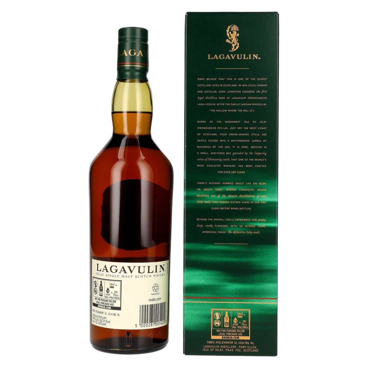 Lagavulin 16-Year-Old Single Malt Whisky, 43% ABV, 0.7 litres, in a gift box