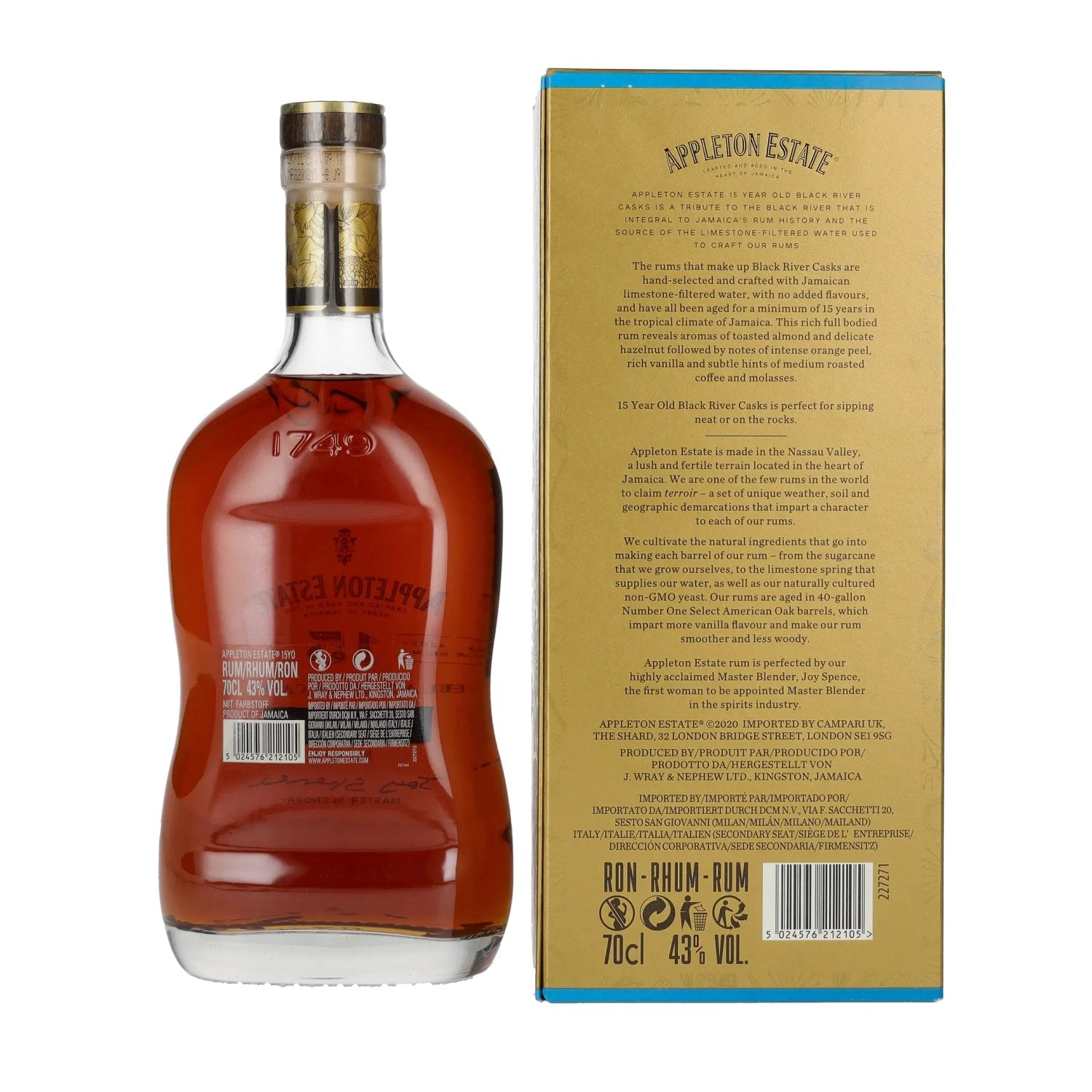Appleton Estate 15 Years Old BLACK RIVER CASKS Jamaica Rum 43% Vol. 0,7l in gift box