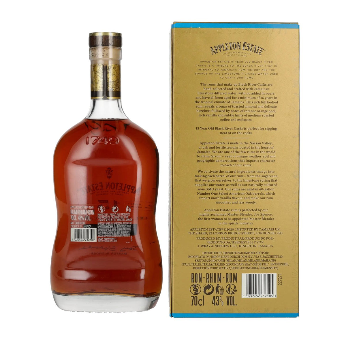Appleton Estate 15 Years Old BLACK RIVER CASKS Jamaica Rum 43% Vol. 0,7l in gift box