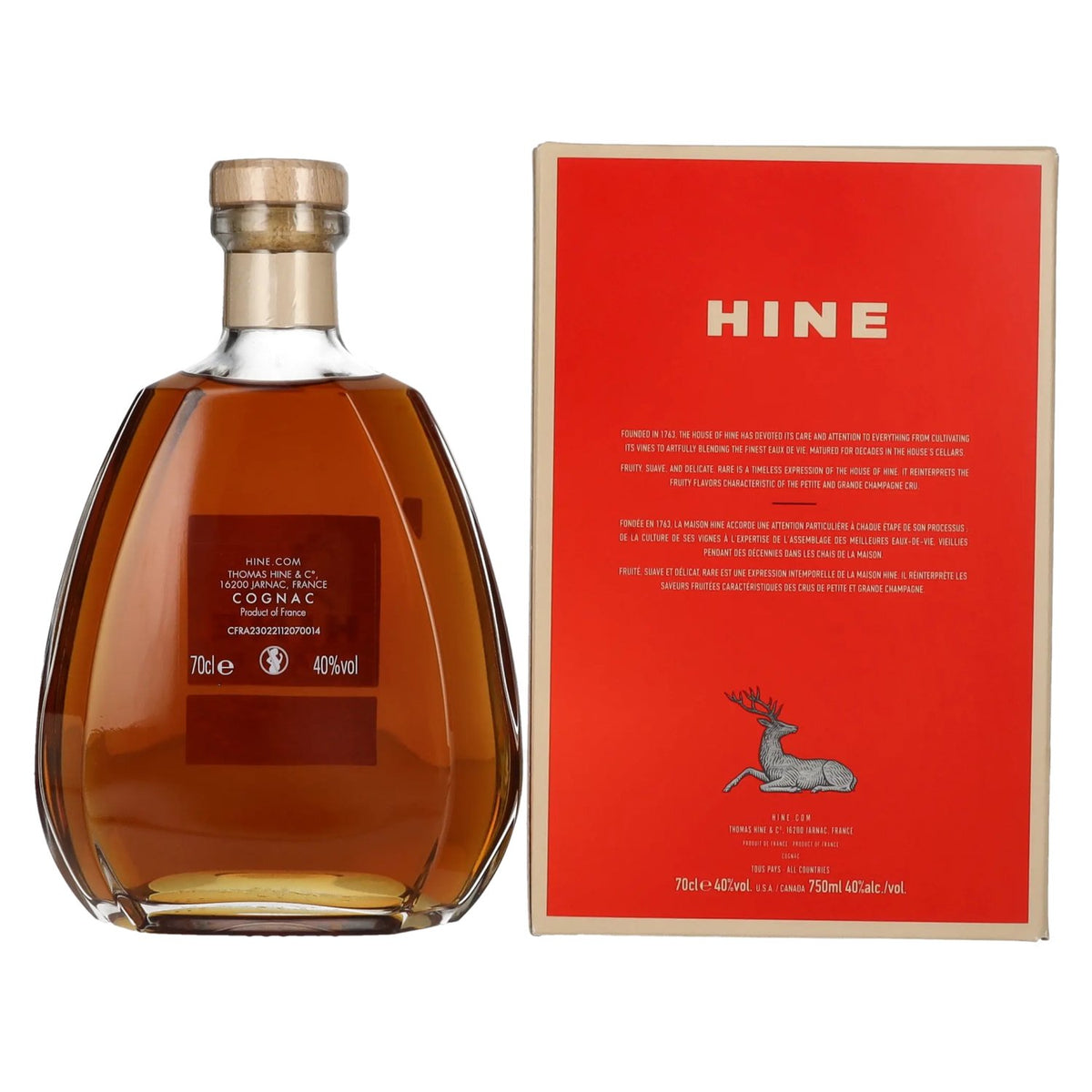 Hine RARE VSOP « The Original » Cognac de Fine Champagne 40 % vol., 0,7 l, dans un coffret cadeau