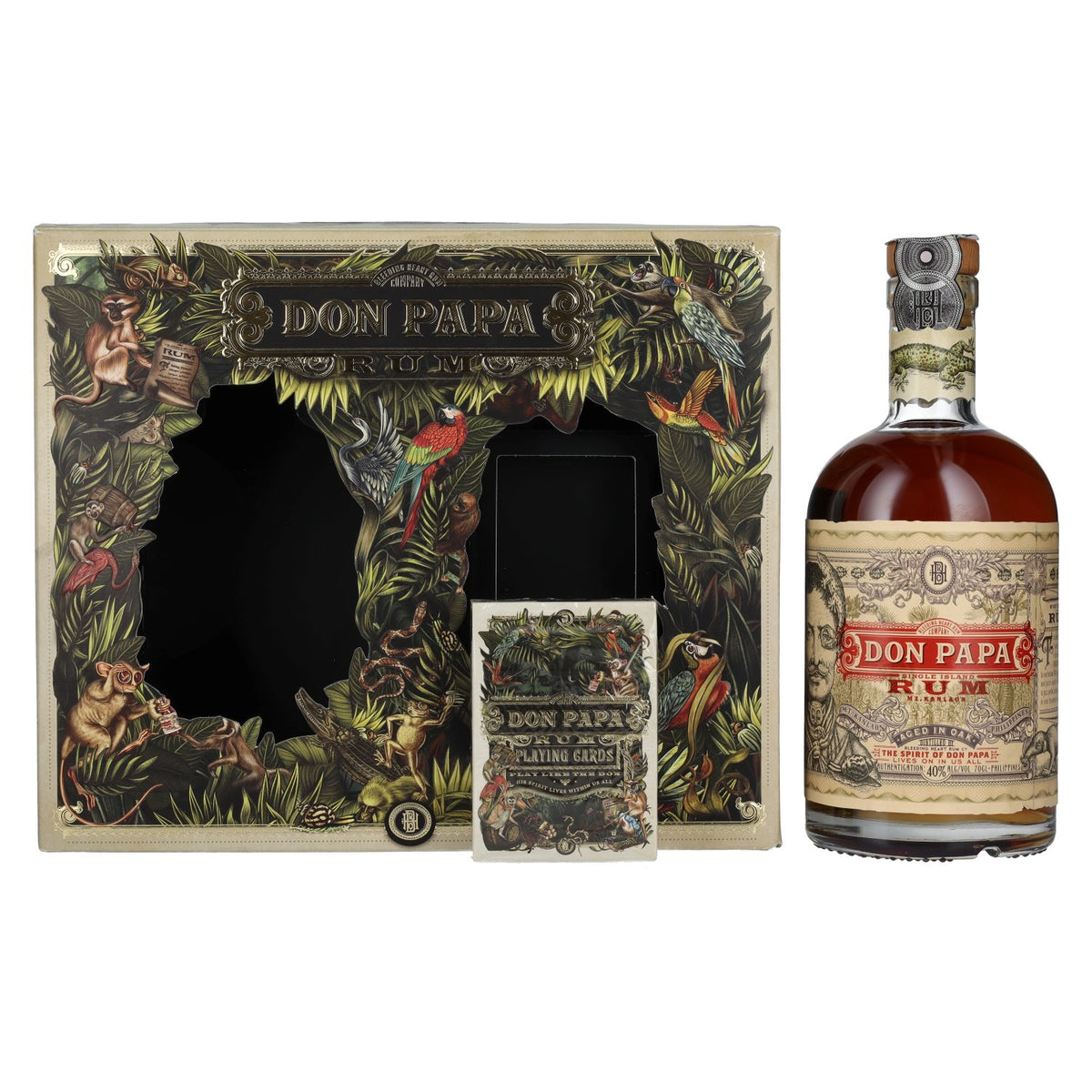 Don Papa 7 Years Old Single Island Rum 40% Vol. 0,7l in gift box with playing cards