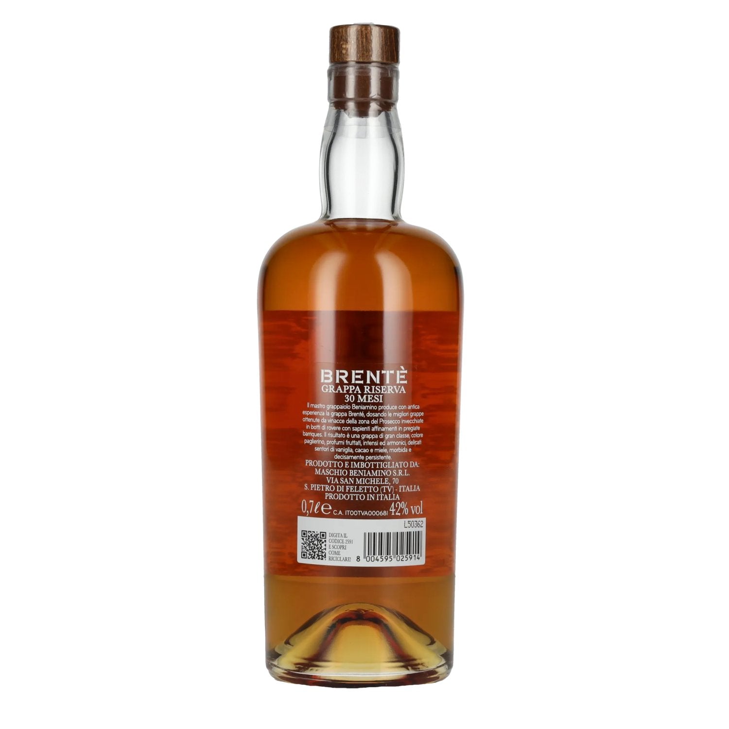Maschio Beniamino 30 Mesi BRENTÈ Grappa Riserva Artigianale Barrique 42% Vol. 0,7l