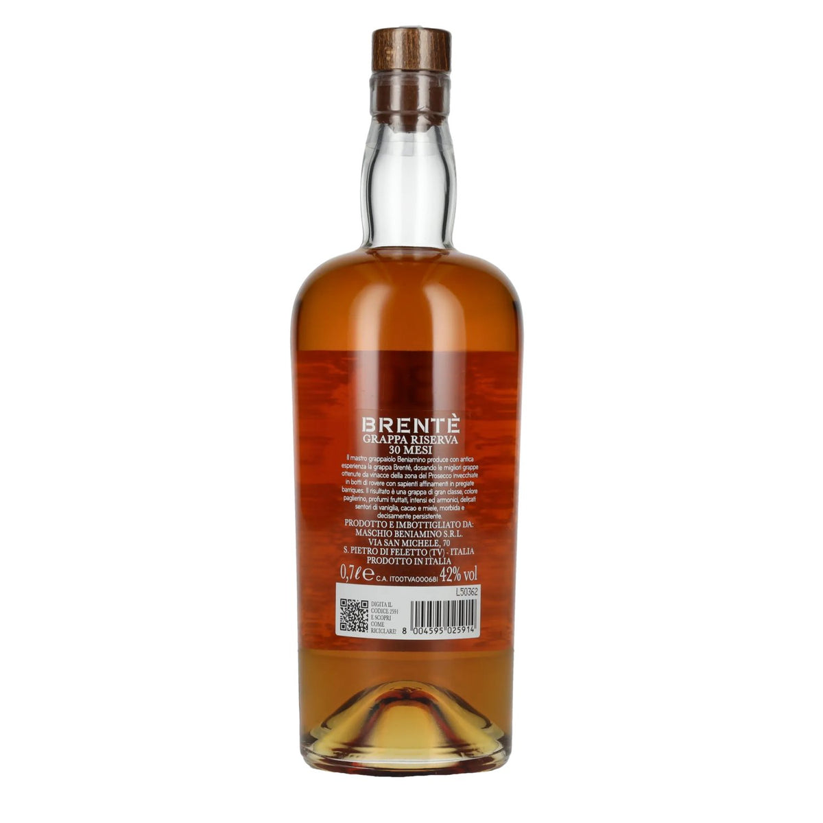 Beniamino Maschio 30 Mesi BRENTÈ Artisanal Barrique Reserve Grappa 42% ABV 0.7l