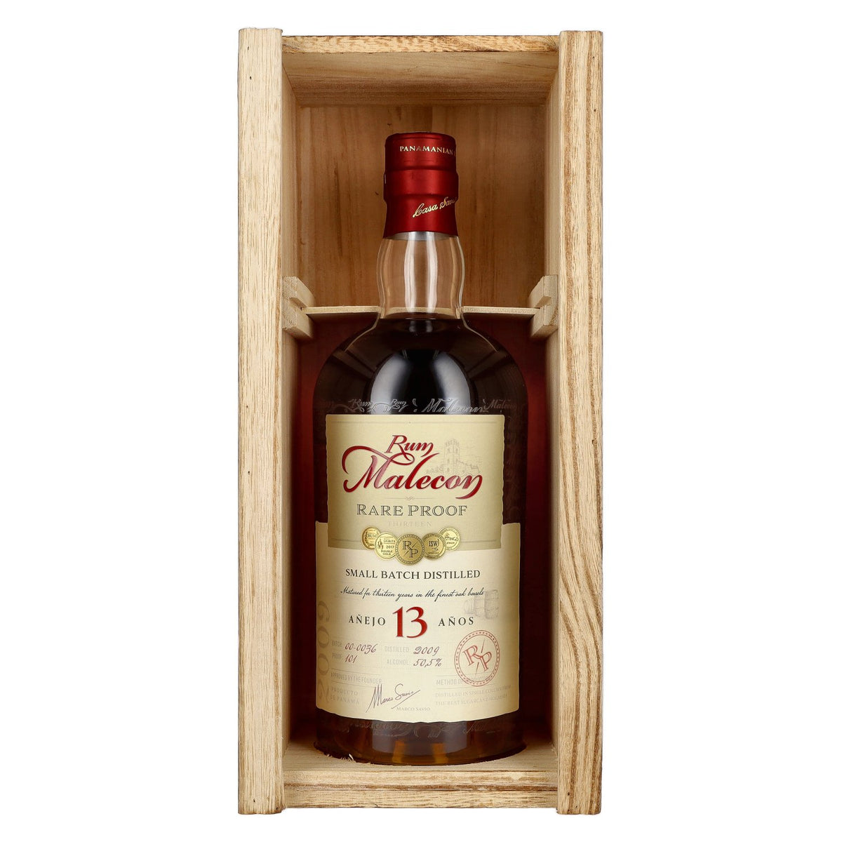 Rum Malecon Añejo 13 Años RARE PROOF 2009 50,5% Vol. 0,7l in Holzkiste