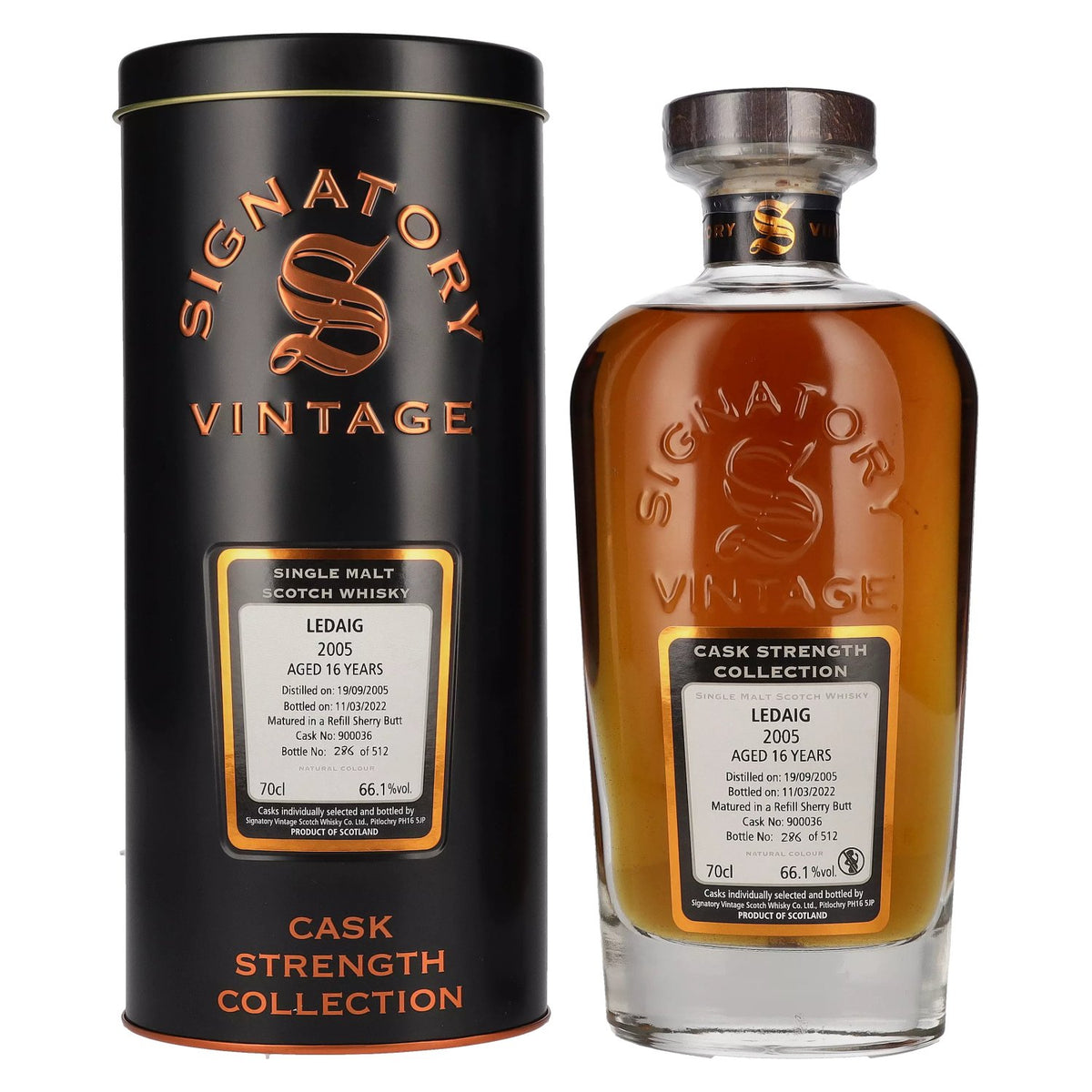 Signatory Vintage LEDAIG 16 Years Old Cask Strength 2005 66,1% Vol. 0,7l en Tinbox