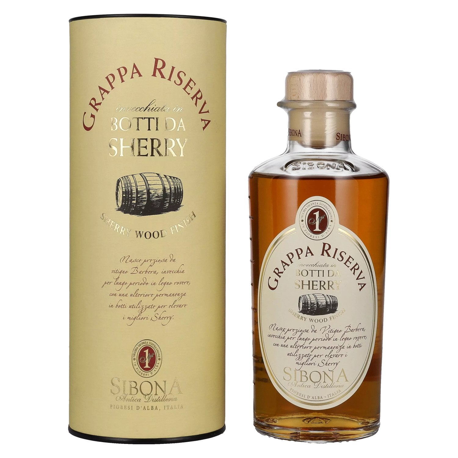 Sibona GRAPPA RISERVA Botti da SHERRY 40% vol. 0,5l en boîte cadeau
