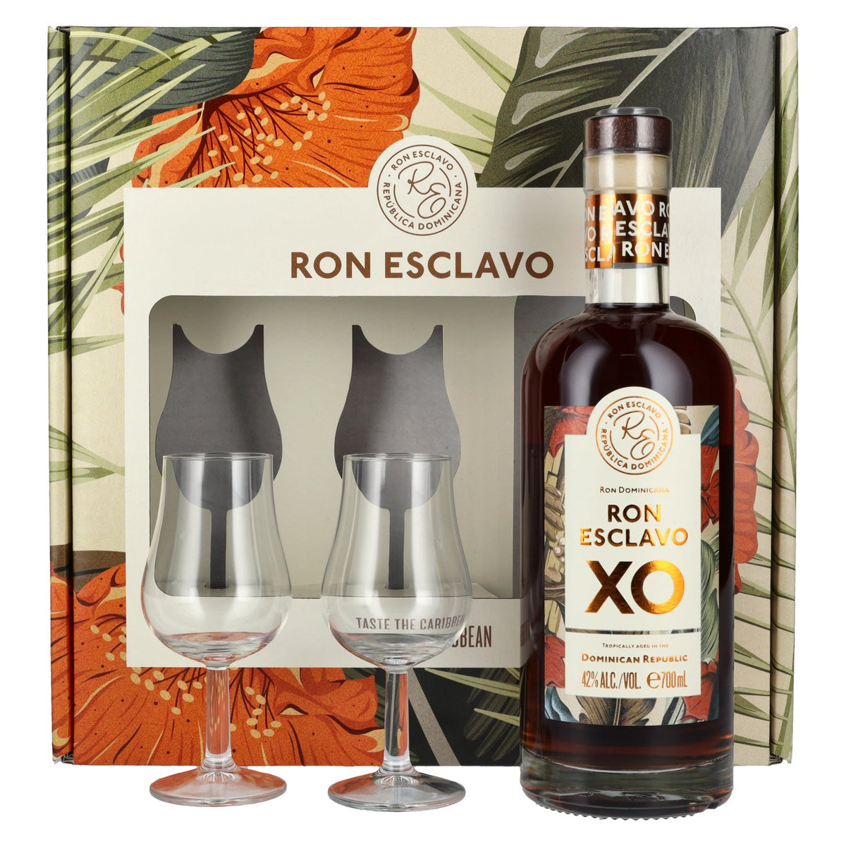 Ron Esclavo XO Ron Dominicana 42% Vol. 0,7l in Geschenkbox mit 2 Gläser