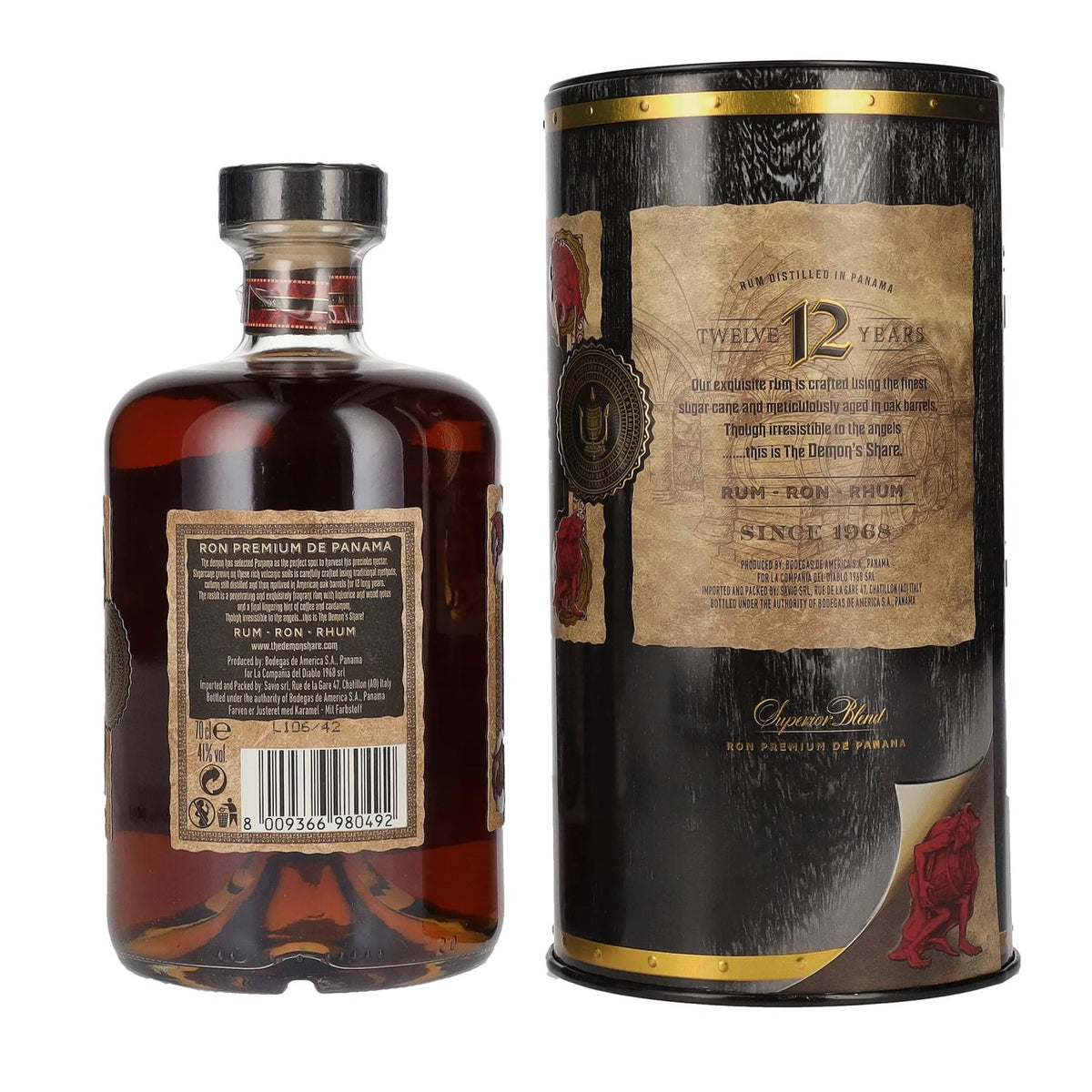 The Demon's Share Superior Blend Rum 12 Years Old 41% Vol. 0,7l in Tinbox