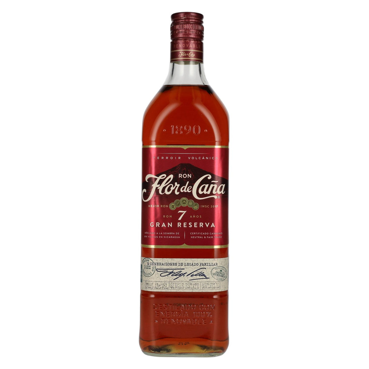 Flor de Caña 7 ans d'âge GRAN RESERVA, rhum d'un seul domaine, 37,5 % vol., 1 l