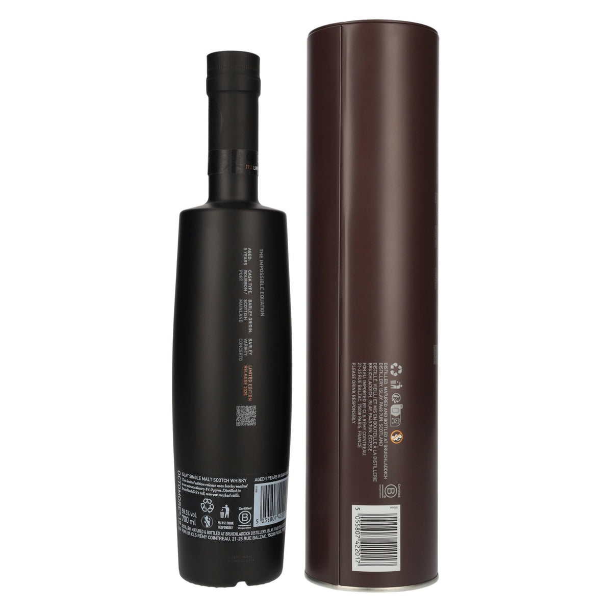 Octomore EDITION : 17.2 Single Malt d'Islay très tourbé, sortie prévue en 2026, 59,5 % vol., 0,7 l dans une boîte en fer-blanc