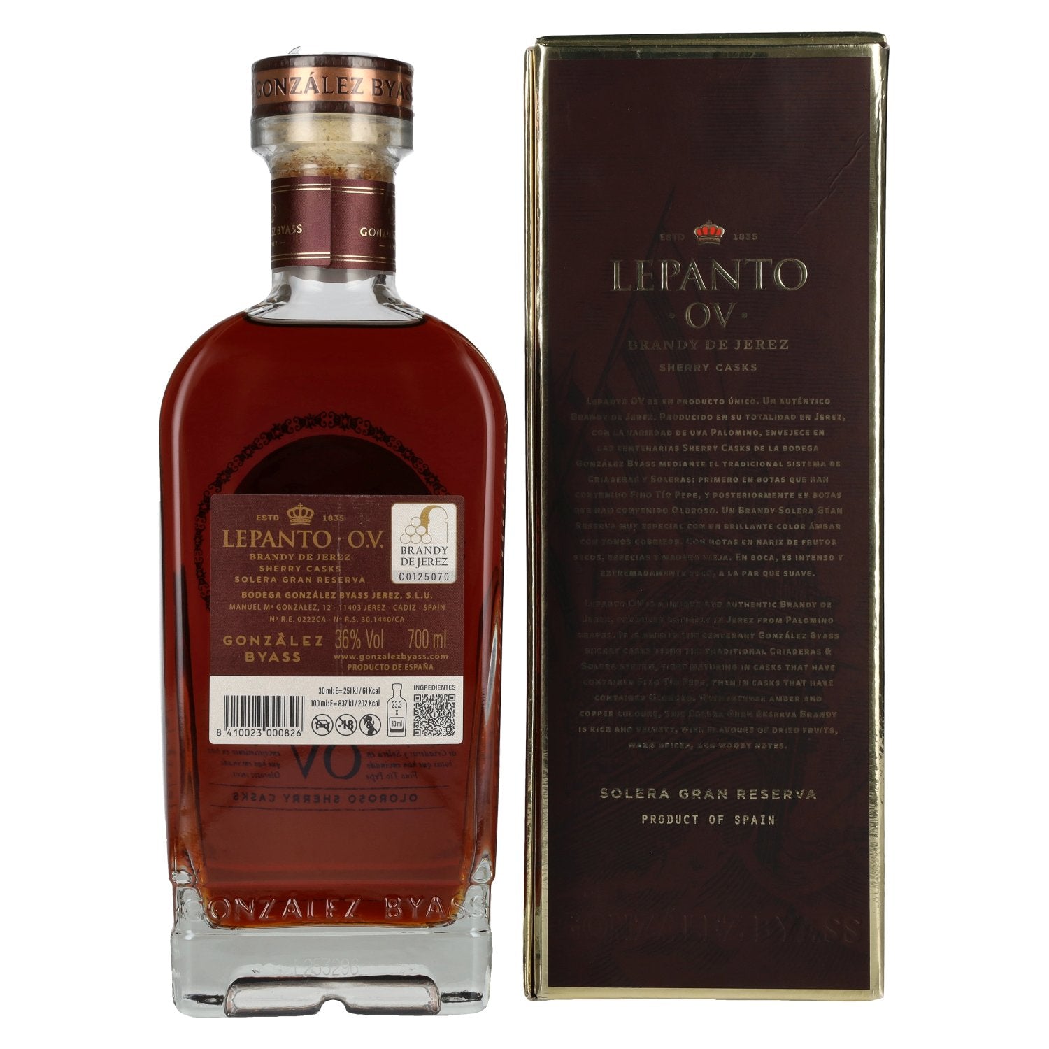 Lepanto O.V. Solera Gran Reserva Brandy de Jerez 36% Vol. 0,7l in Geschenkbox