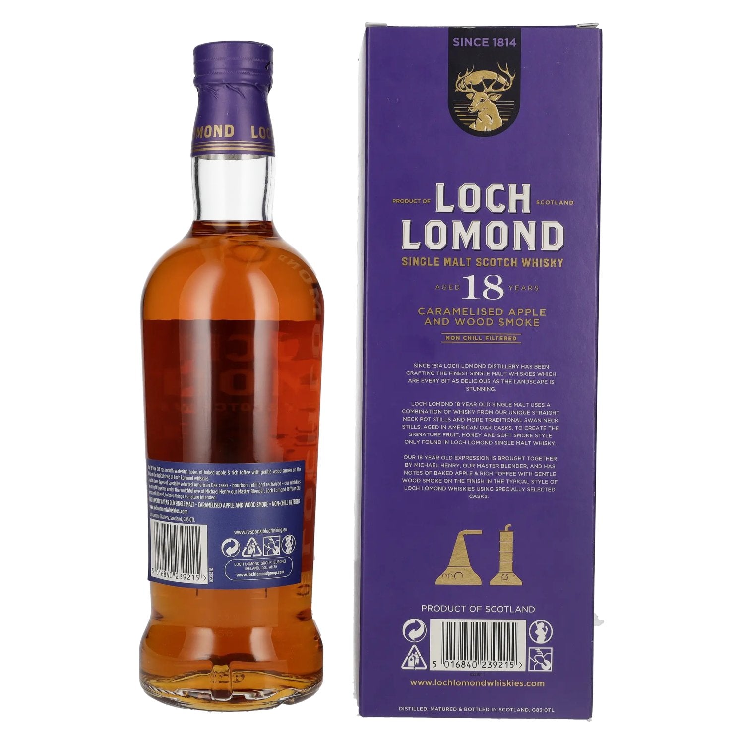 Loch Lomond 18 Years Old Single Malt Caramelised Apple and Wood Smoke 46% Vol. 0,7l in Geschenkbox