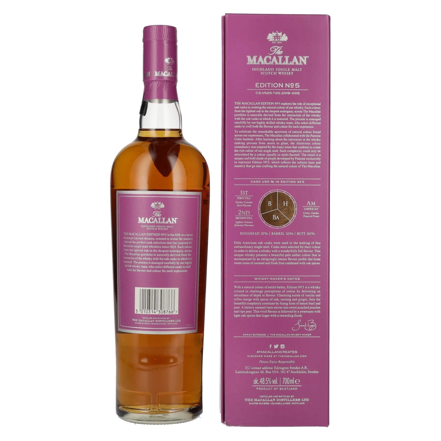 The Macallan EDITION N° 5 Highland Single Malt 48,5% Vol. 0,7l en coffret cadeau
