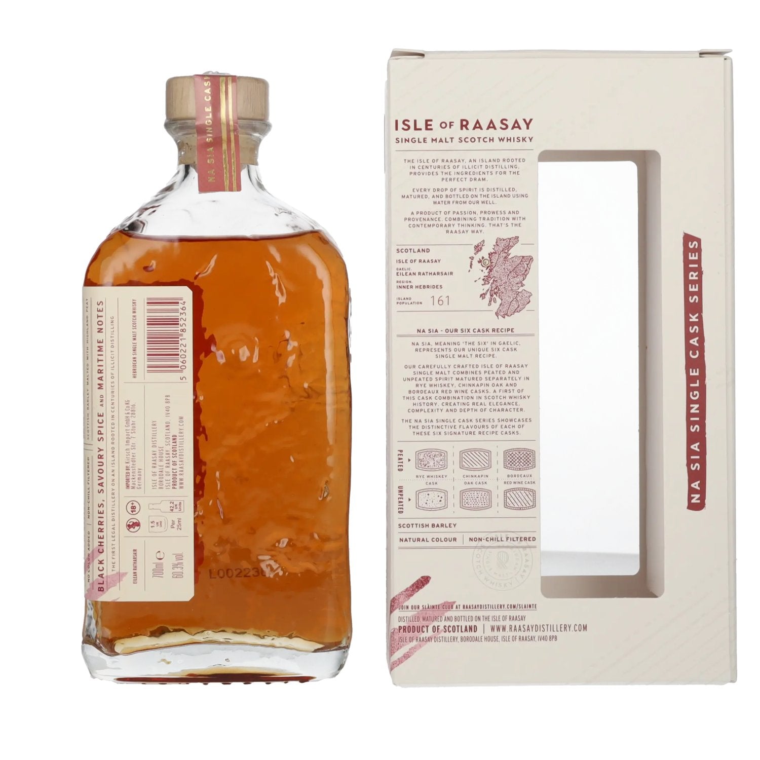 Isle of RAASAY 5 Years Old Bordeaux Red Wine Cask Single Malt 60,3% Vol. 0,7l in Geschenkbox