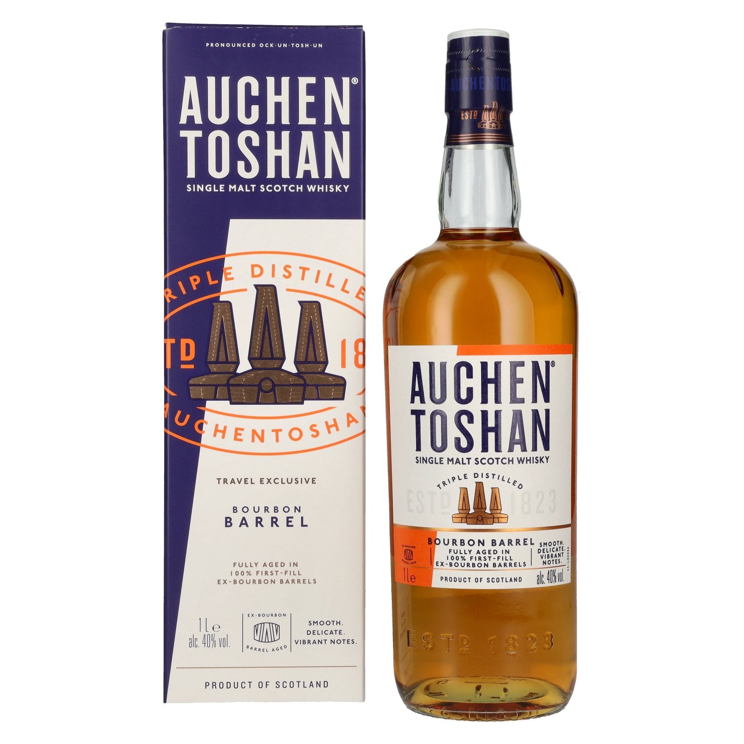Auchentoshan BOURBON BARREL Single Malt Scotch Whisky Travel Exclusive 40% Vol. 1l in Geschenkbox